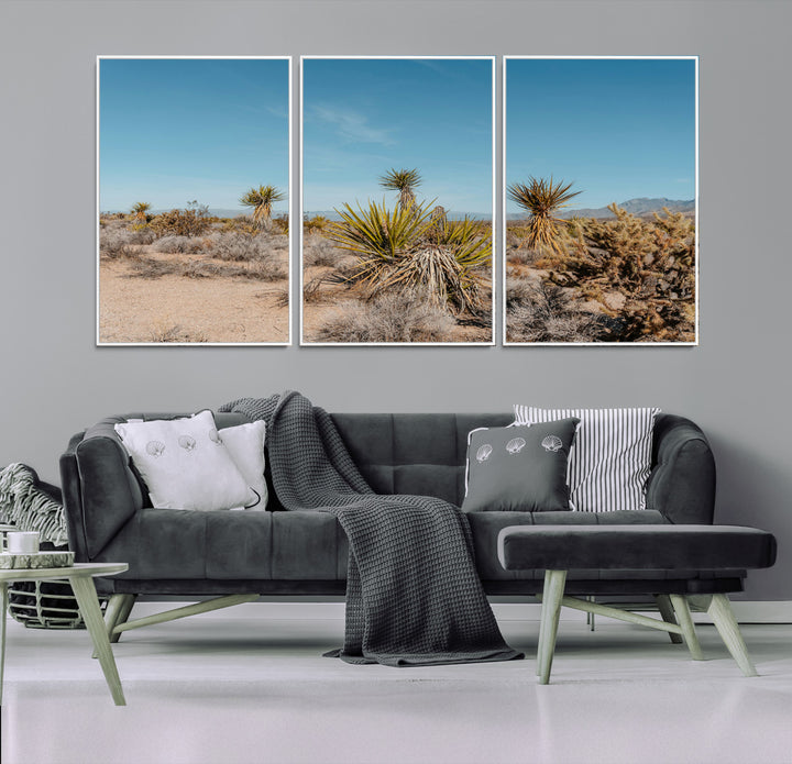 Joshua Tree Wall Art Canvas Print, Desert Landscape Print, Framed Warm Earth Tones Art Print, Large California Southwest Printing
