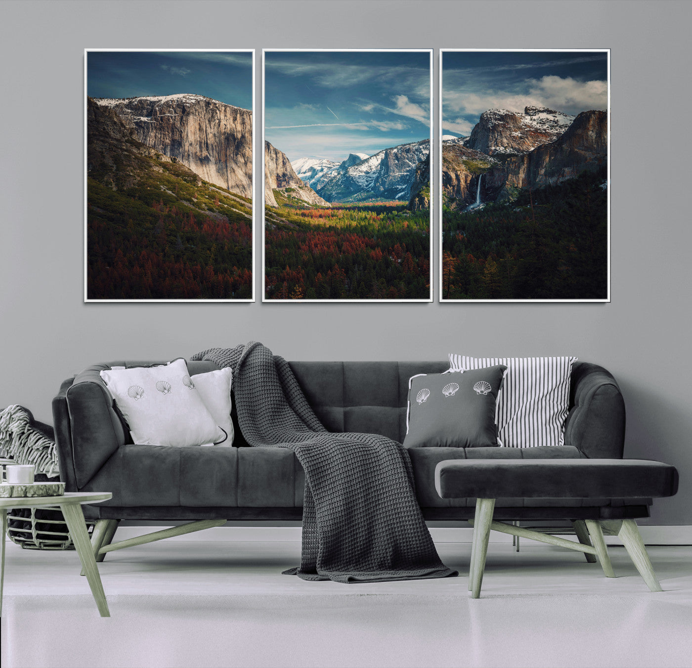 MGV-FC-60X30-3P - Yosemite National Park Wall Art Canvas Print, Framed Mountain Landscape Art Picture Print, El Capitan Perfect Rustic Farmhouse Decor Artwork