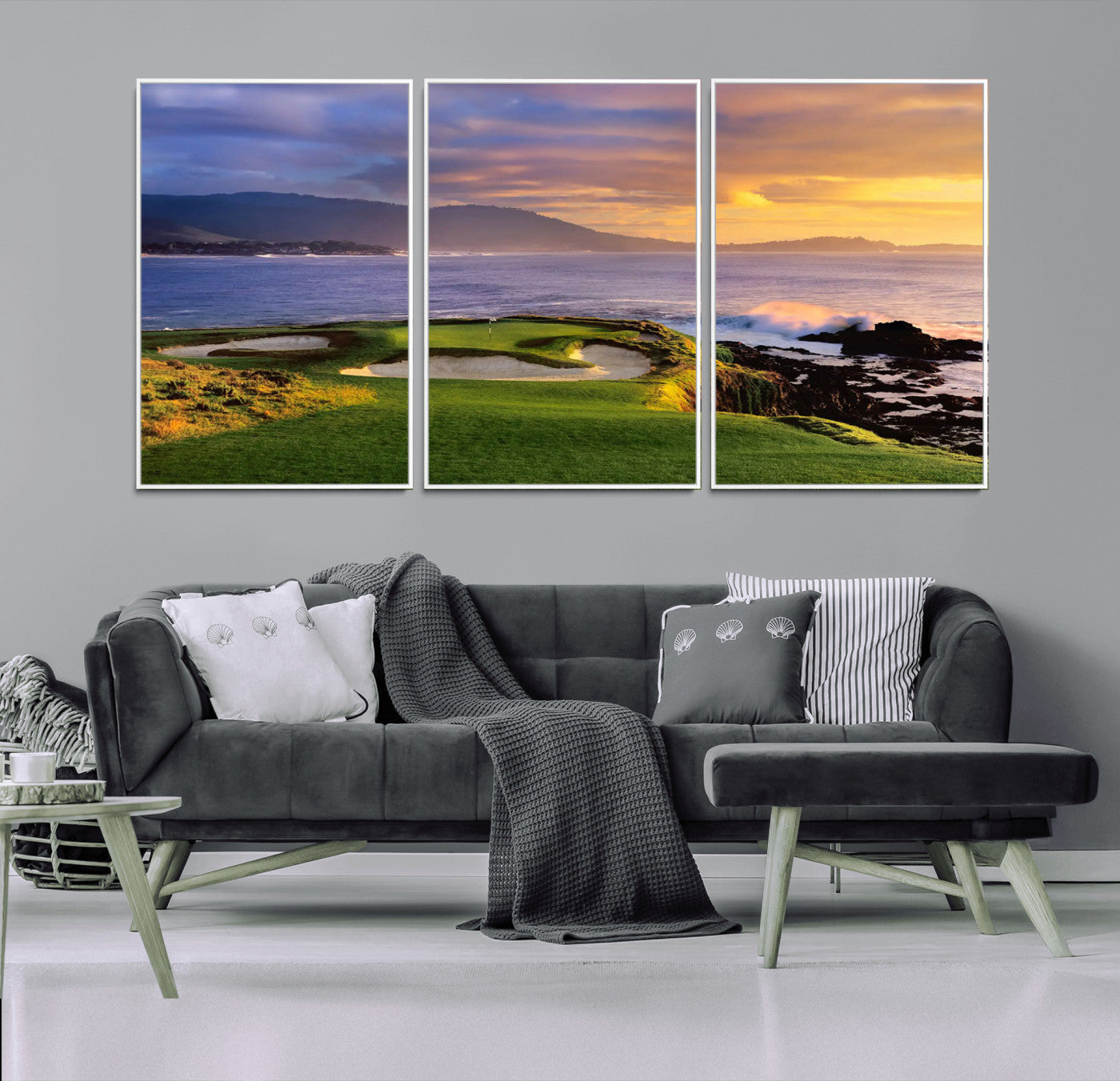73699248-MGV-FC-60X30-3P_White-Pebble Beach Golf Links Wall Art Canvas Print – Iconic Coastal Golf Course Artwork, Perfect for Office, Man Cave, or Golf Lover’s Decor