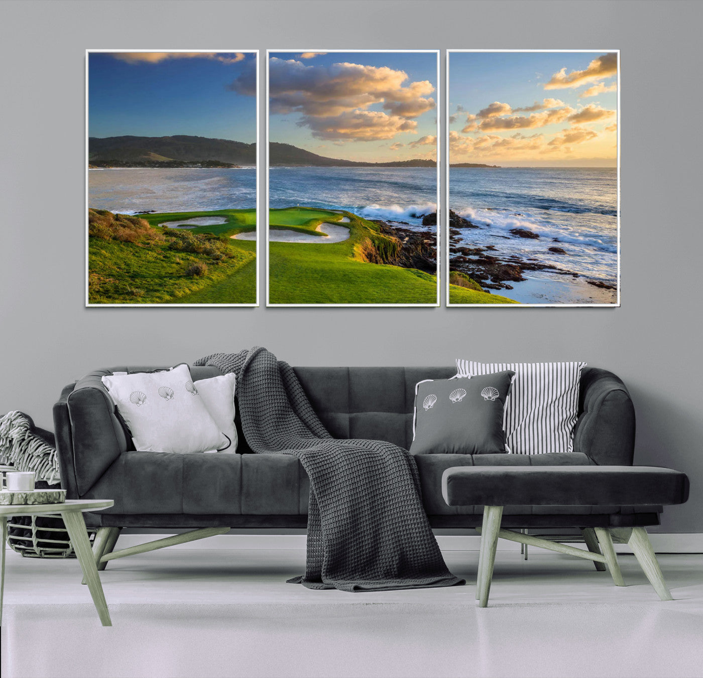 50107048-MGV-FC-60X30-3P_White-Pebble Beach Golf Links Wall Art Canvas Print – Iconic Coastal Golf Course Artwork for Home, Office, Living Room