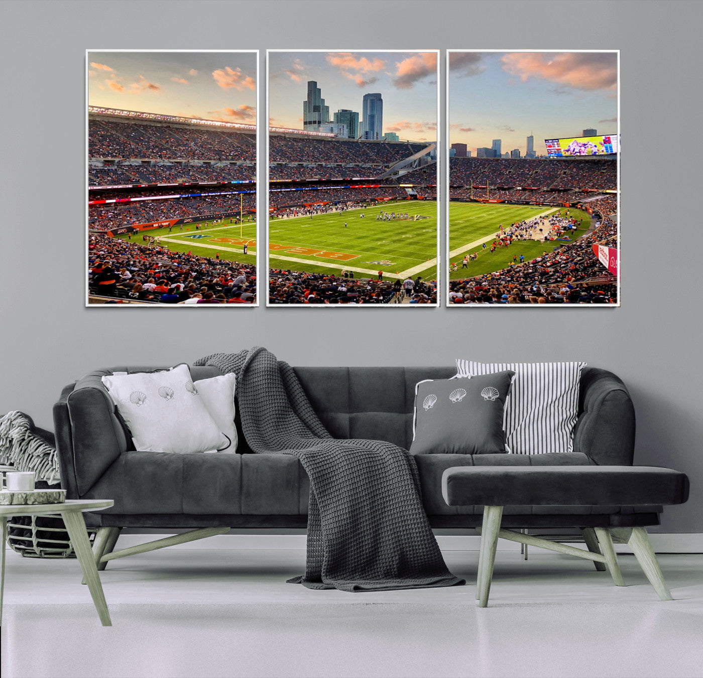 MGV-FC-60X30-3P - Chicago Bears Soldiers Field Wall Art Canvas Print – Framed Football Stadium Artwork for Sports