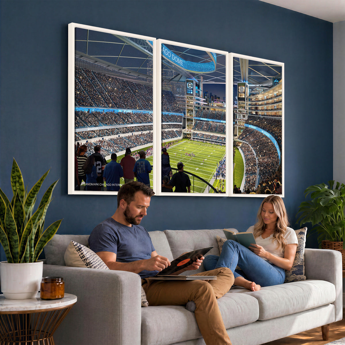 41816511-MGV-CV-36X24 - Chicago Dome Stadium Wall Art Canvas Print, Framed Modern Decor