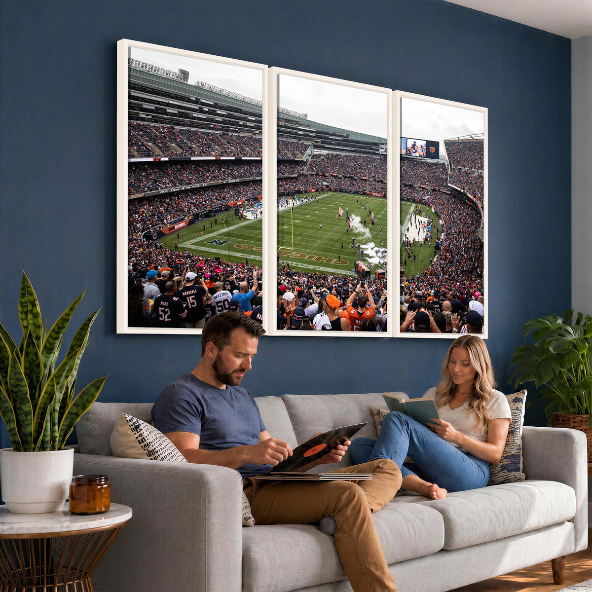 18347149-MGV-CV-36X24 - Chicago Bears Soldier Field Wall Art Canvas Print – Framed Football Stadium Artwork Team Spirit for home, office