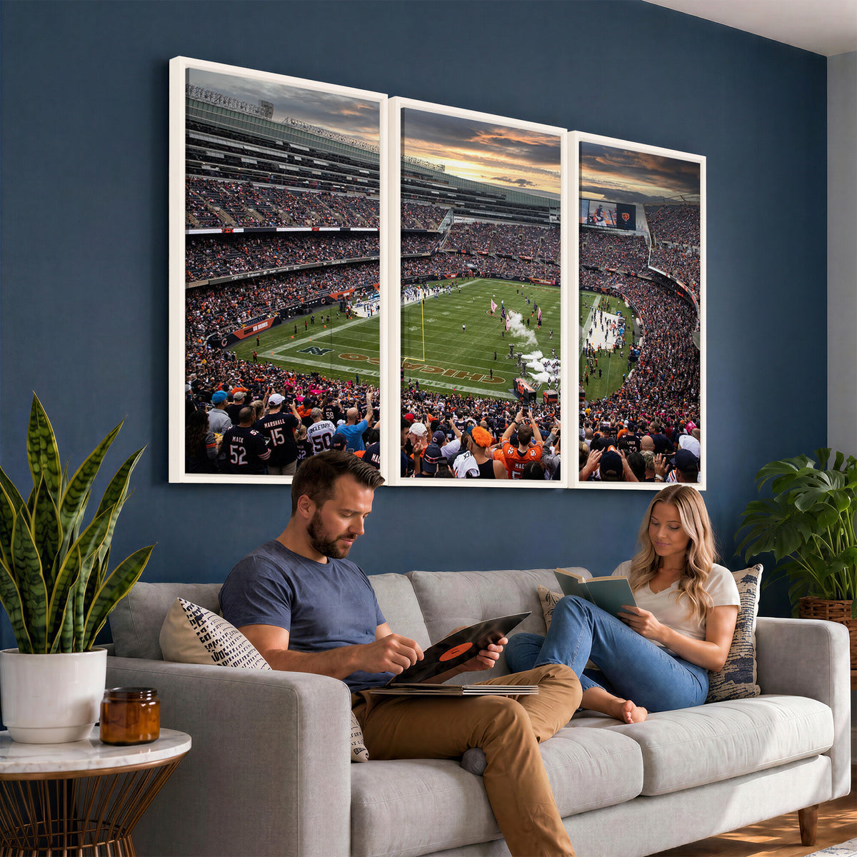 87578930-PAN-FL-20X10 - Chicago Bears Soldiers Field Wall Art Canvas Print, Home Bar Wall Decor