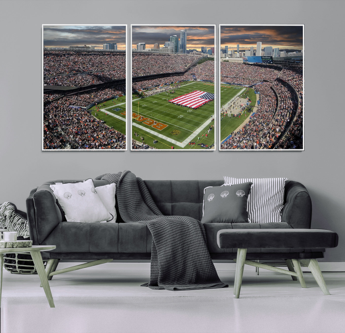 98106777-MGV-CV-36X24-Chicago Bears Soldiers Field Wall Art Canvas Print – Framed Football Stadium Artwork for Home, Office, Living Room