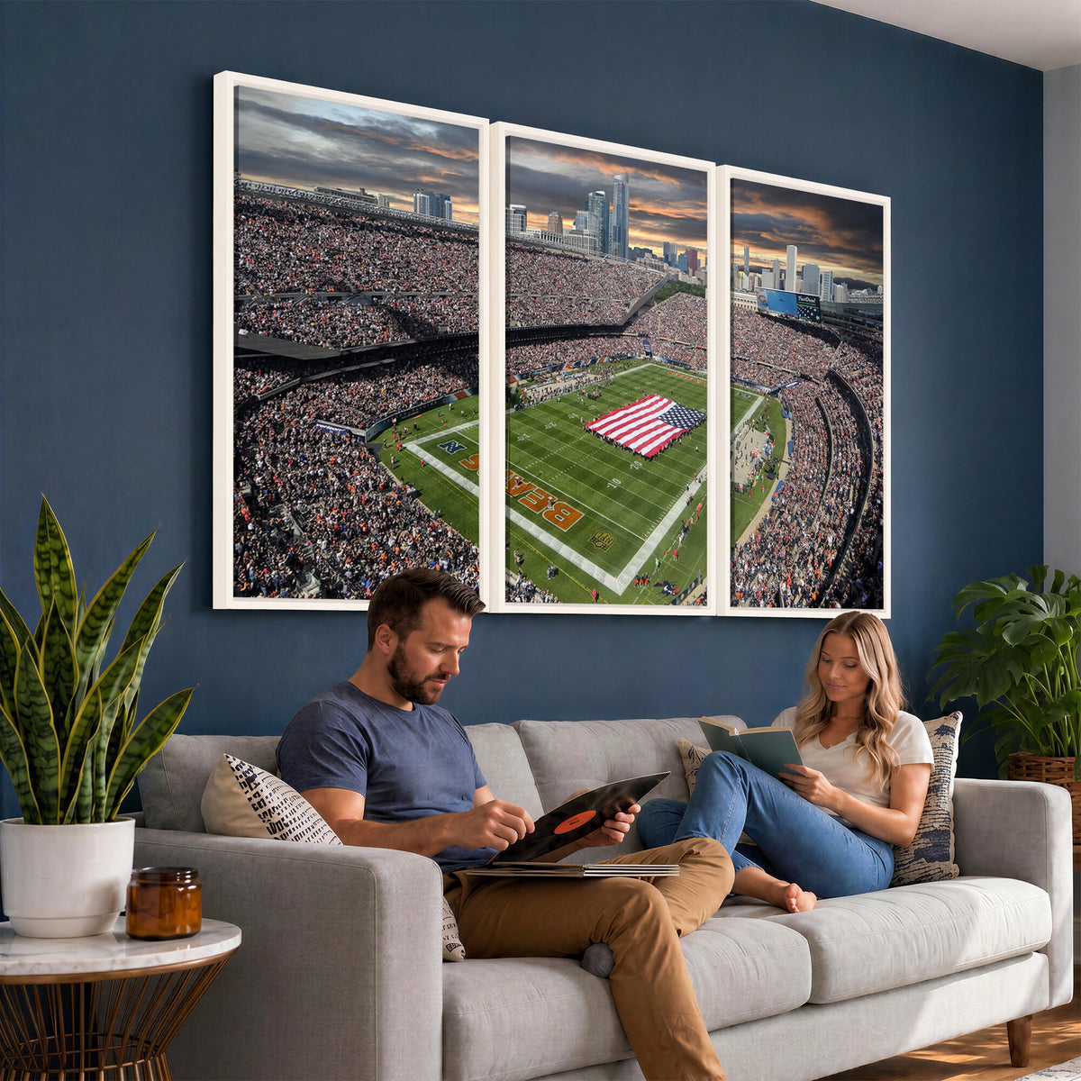 98106777-PAN-FL-20X10 - Chicago Bears Soldiers Field Wall Art Canvas Print, Extra Large Game Room Wall Decor