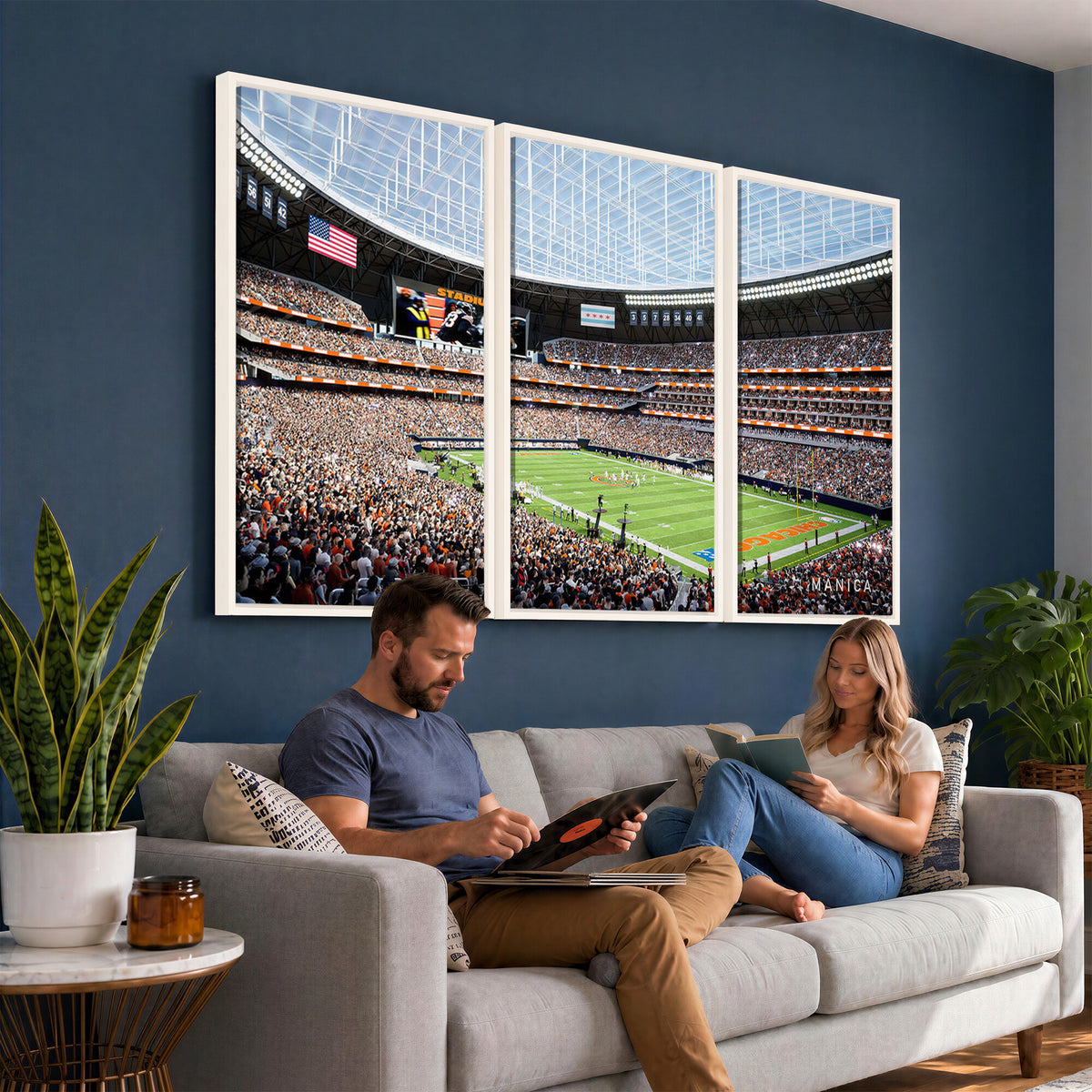 32530647-PAN-FL-20X10 - Chicago Bears Soldiers Field Wall Art Canvas Print, Framed and Ready to Hang