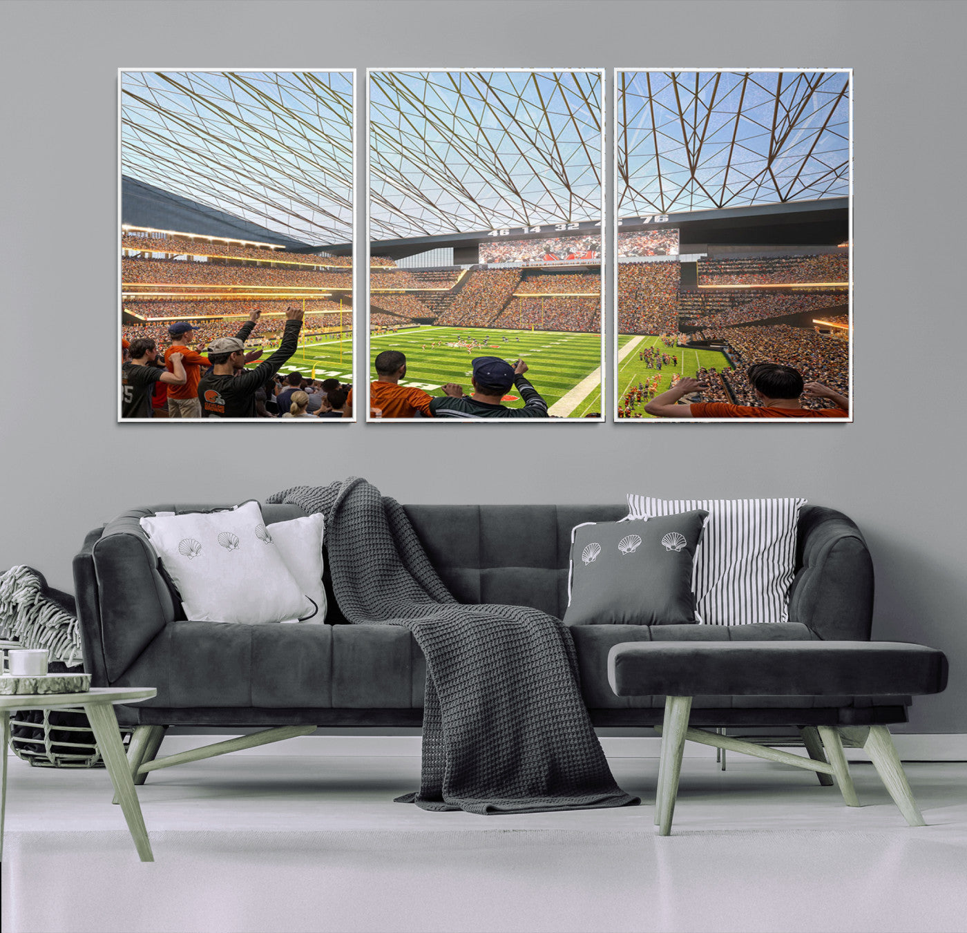 81960112-MGV-CV-36X24-Cleveland Browns Stadium Wall Art Canvas Print – Framed NFL Football Arena Artwork for Home, Office, Living Room