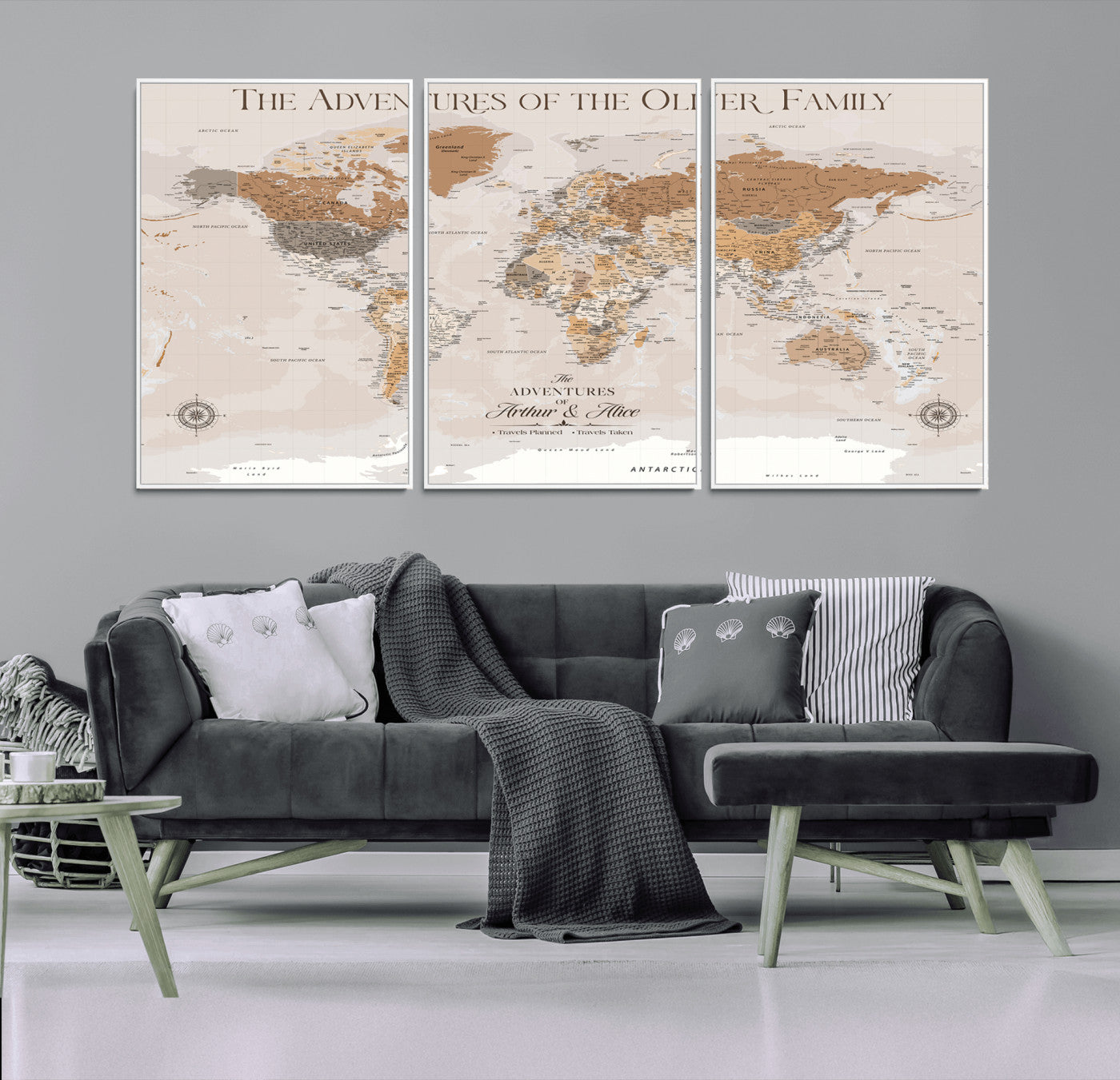 43101120-MGV-CV-36X24-Personalized Push Pin World Map Canvas – Custom Framed Travel Tracker Wall Art, Large Adventure Map with Pins for Home, Office