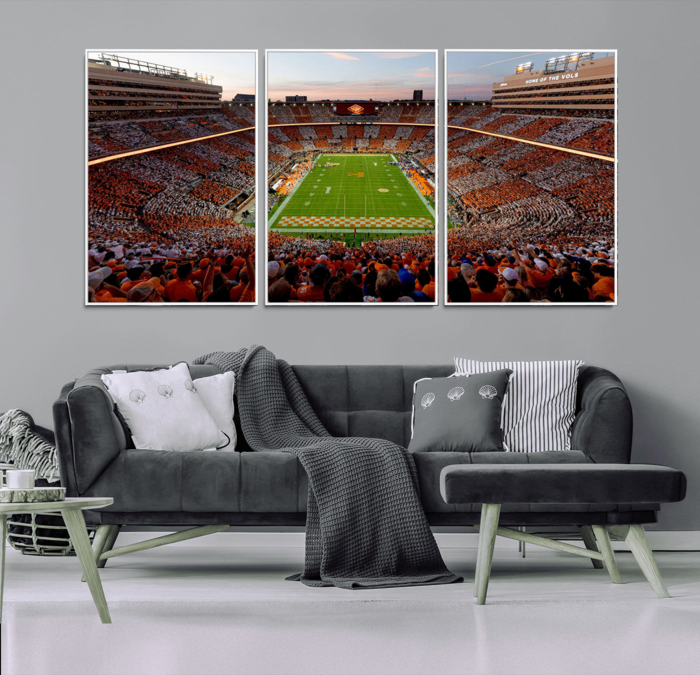 37160229-MGV-FC-60X30-3P_White-Tennessee Neyland Stadium Wall Art Print, Sports Arena Canvas Wall Art, Panoramic Stadium Canvas Print, Modern Athletic Field Art Printing