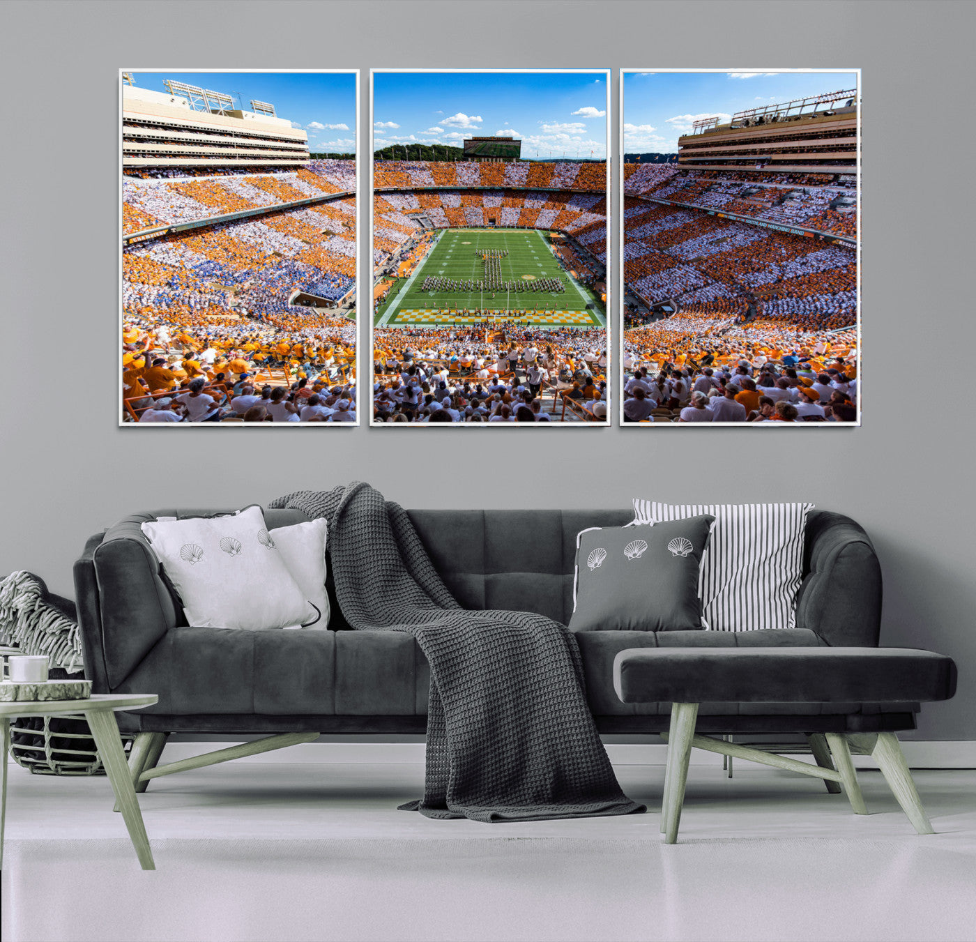 64238859-MGV-FC-60X30-3P_White-Tennessee Neyland Stadium Wall Art Print, Sports Arena Canvas Wall Art, Panoramic Stadium Canvas Print, Modern Athletic Field Art Printing