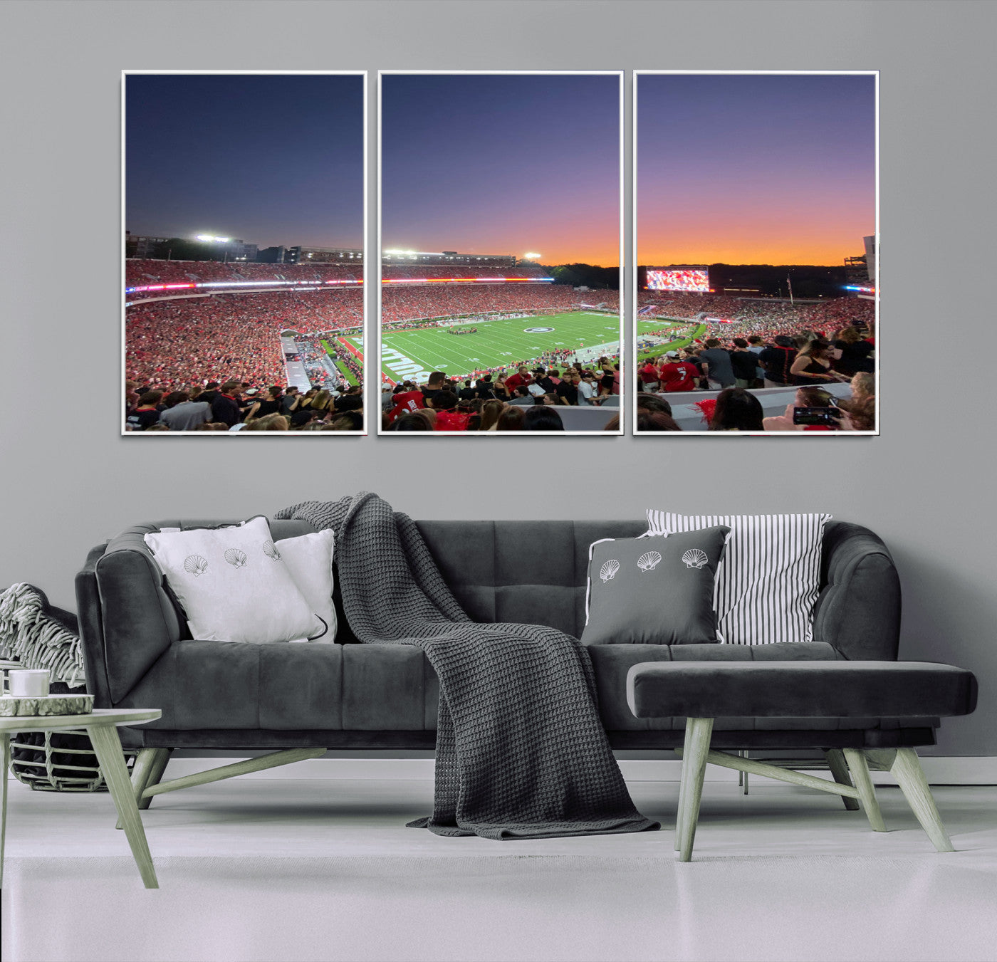 25139565-MGV-FC-60X30-3P_White-Dooley Stadium Wall Art Print, Sports Arena Canvas Wall Art, Dooley Field at Sanford Stadium Canvas Print, Modern Athletic Field Art Printing