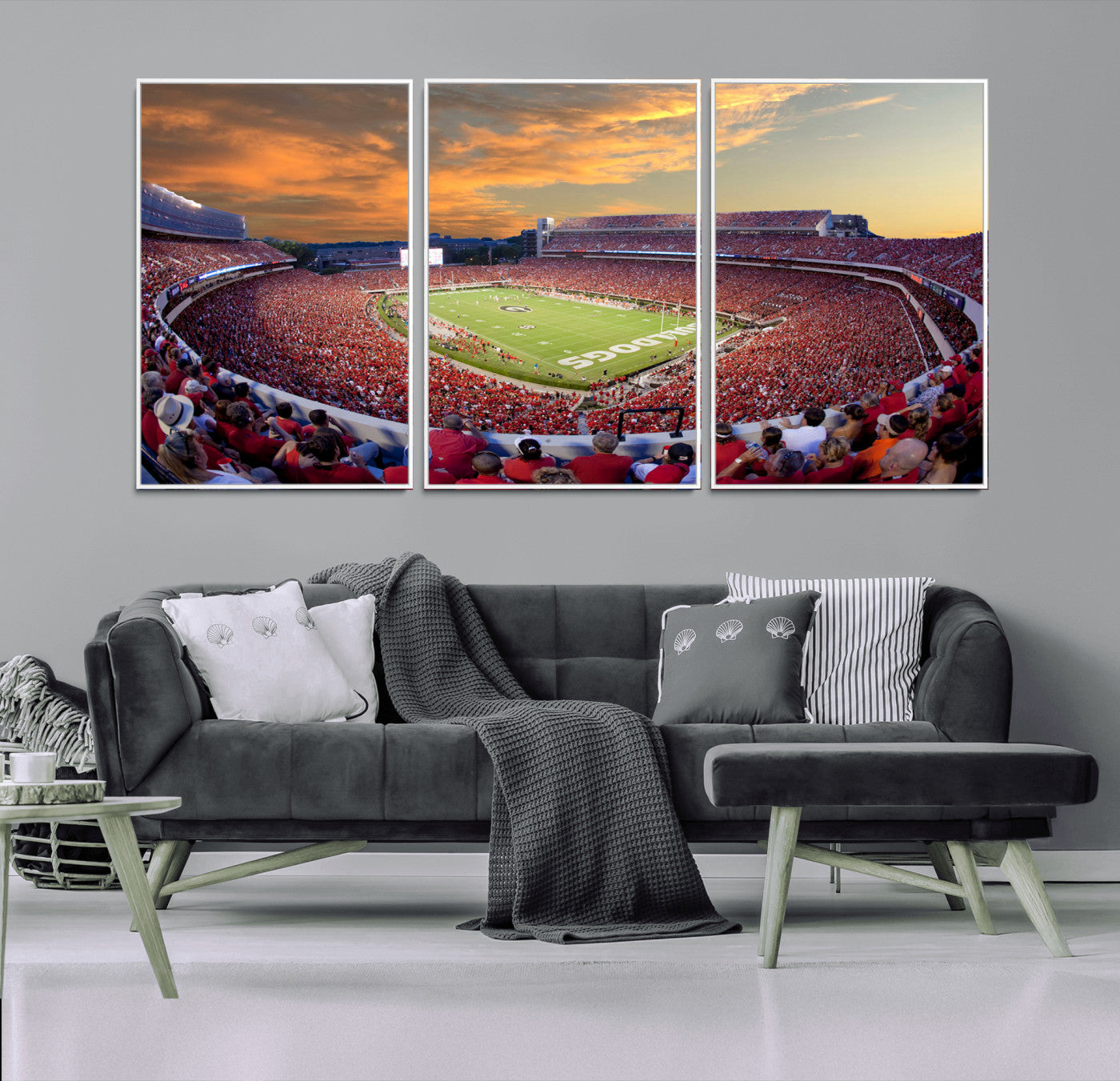 73680988-MGV-FC-60X30-3P_White-Dooley Stadium Wall Art Print, Sports Arena Canvas Wall Art, Dooley Field at Sanford Stadium Canvas Print, Modern Athletic Field Art Printing