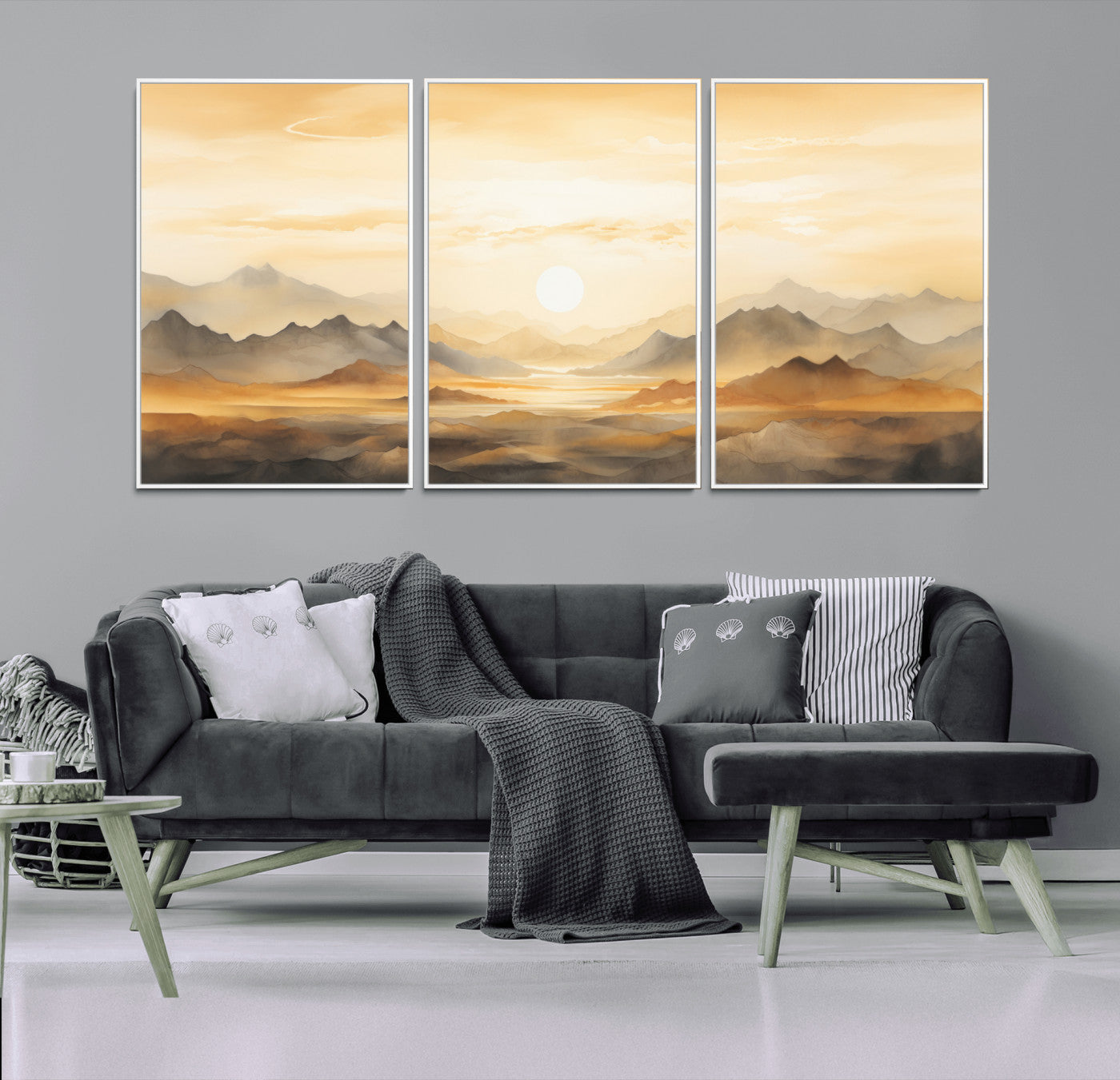 Nihat1-29-MGV-CV-36X24-Sepia Color Abstract Mountain Wall Art Canvas Print