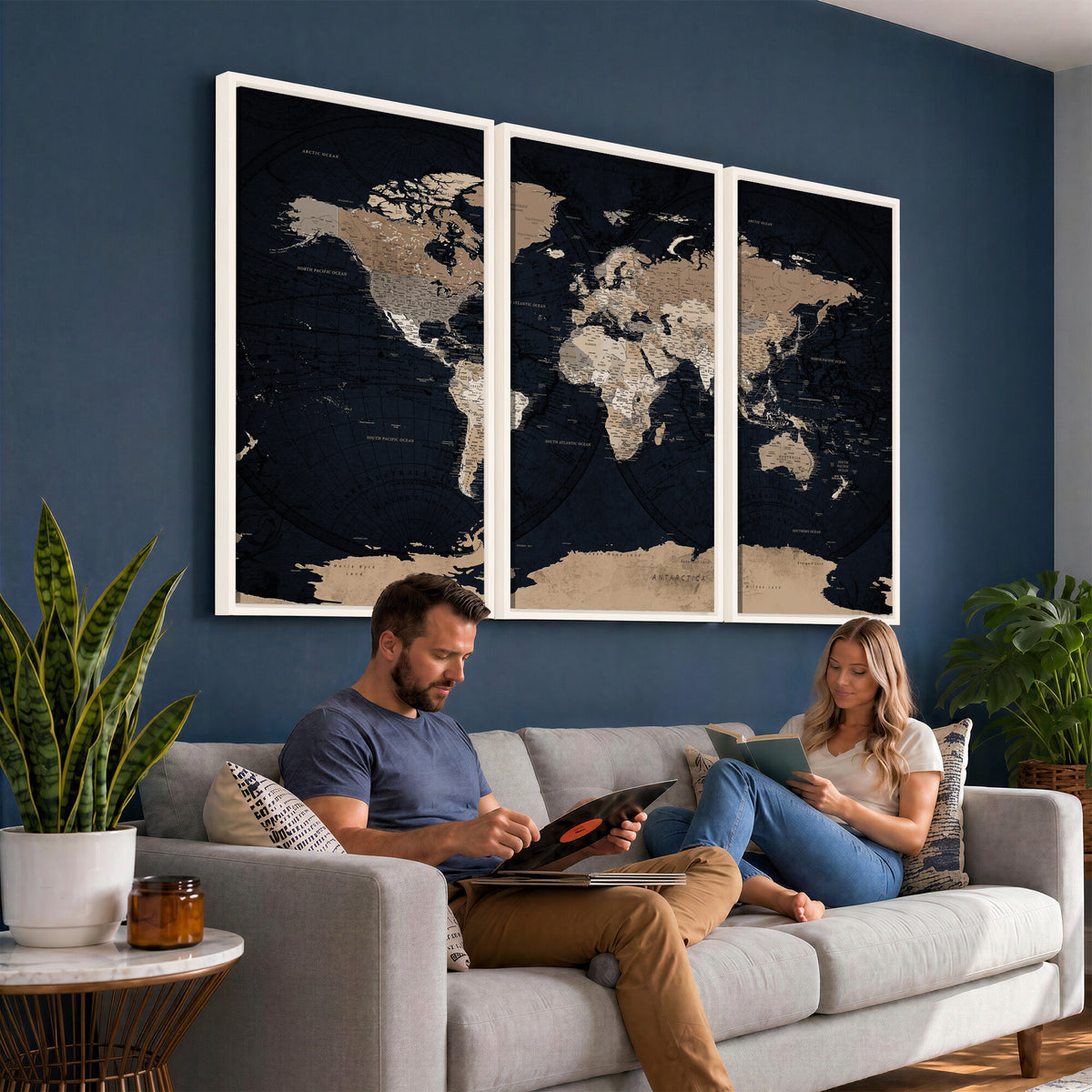 25812727-MGV-CV-36X24 - Grunge Wall Art World Map Canvas Print
