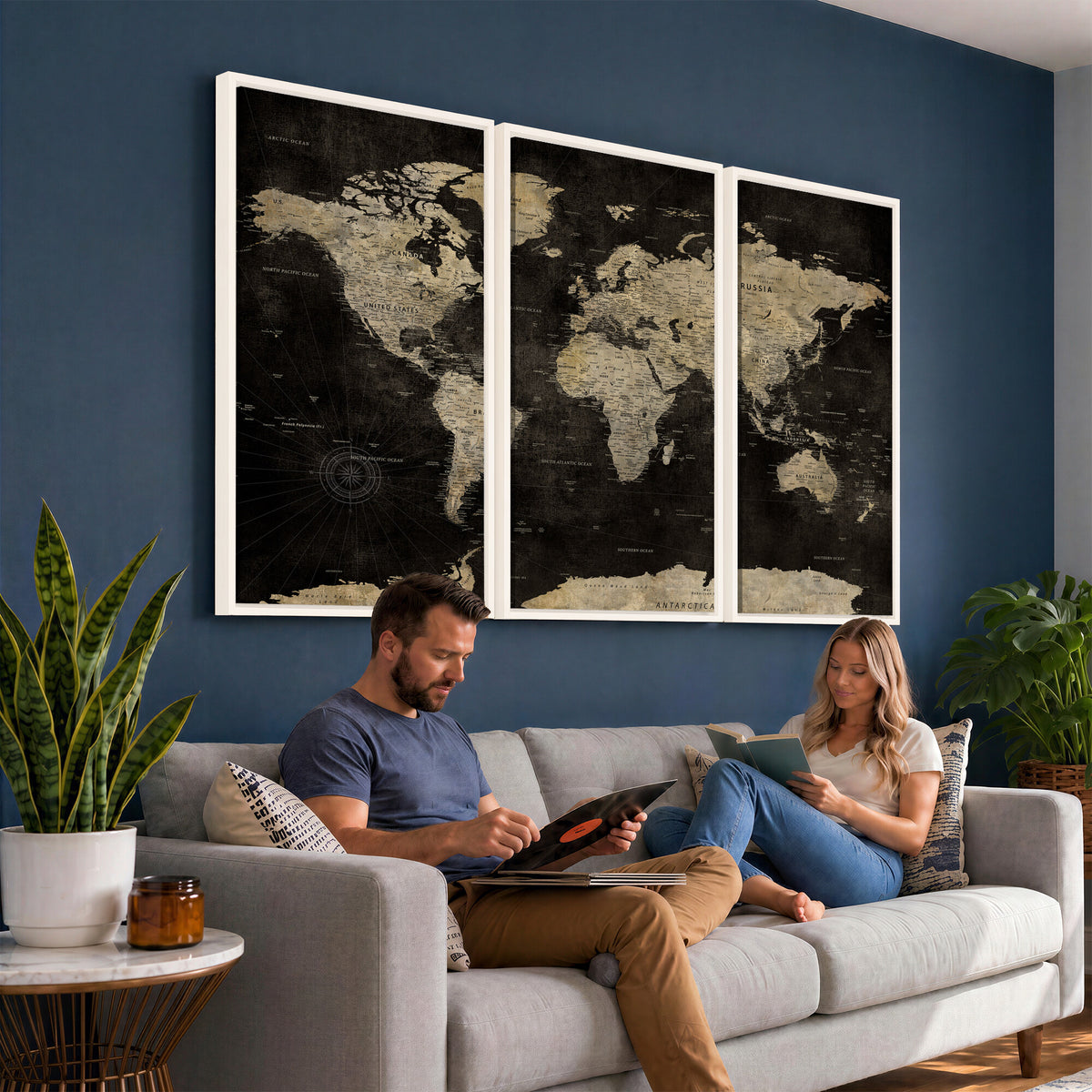 60653880-MGV-CV-36X24 - Push Pin World Map Canvas Wall Art Print, Interactive Travel
