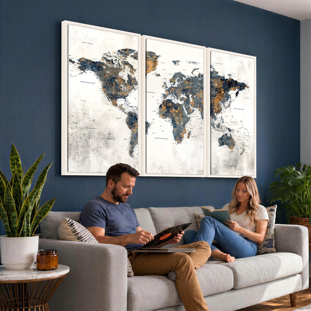 52451147-MGV-CV-36X24 - World Map Wall Art Canvas Print for Office Wall Decor
