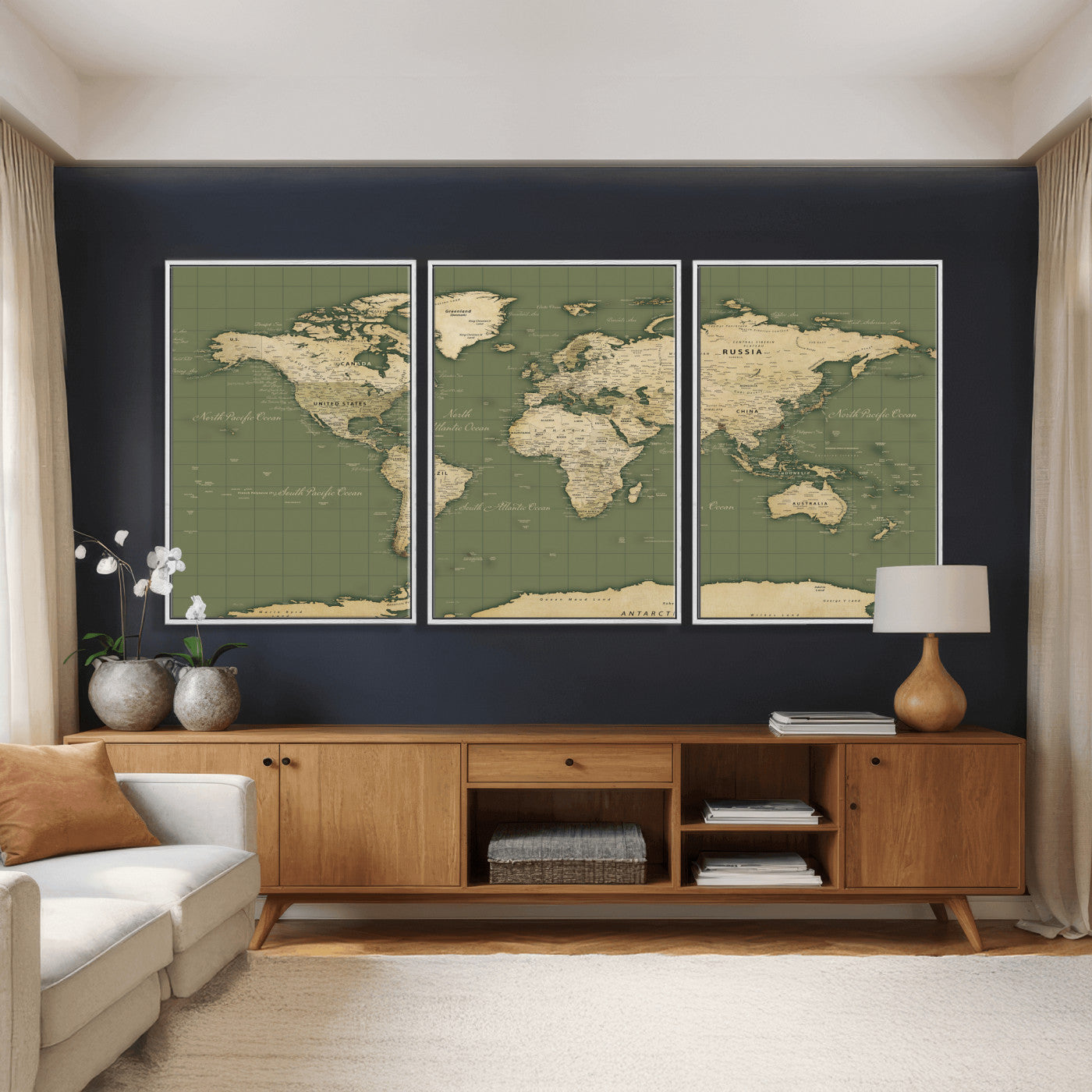 13750241-MGV-CV-36X24 - World Map Wall Art Canvas Print, Modern Decorative Framed Map Artwork Prints for Living Room, Office, Bedroom Wall Decor