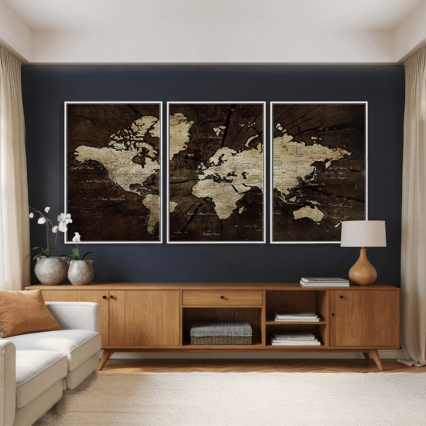 40991509-MGV-CV-36X24 - World Map Wall Art Canvas Print, Modern Decorative Framed Map Artwork Prints for Living Room, Office, Bedroom Wall Decor