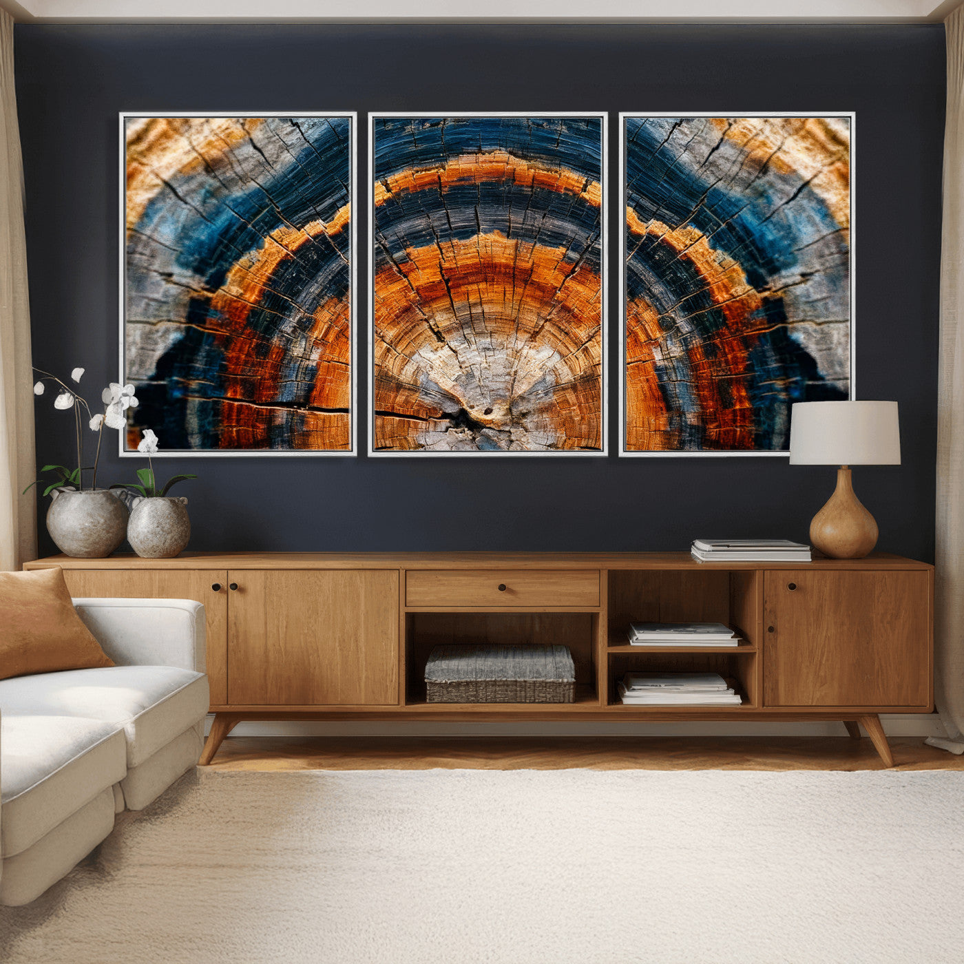 92693966N-MGV-CV-36X24 - Abstract Wood Grain Canvas Print, Tree Ring Pattern Wall Art, Framed Canvas Ready to Hang