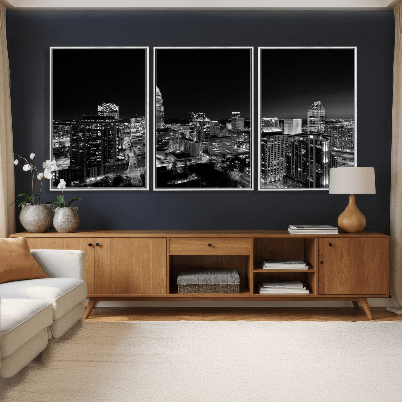 68329345-MGV-CV-36X24 - Atlanta Skyline Wall Art Canvas Print, Atlanta Downtown Night Cityscape Print for Modern Urban Wall Decor