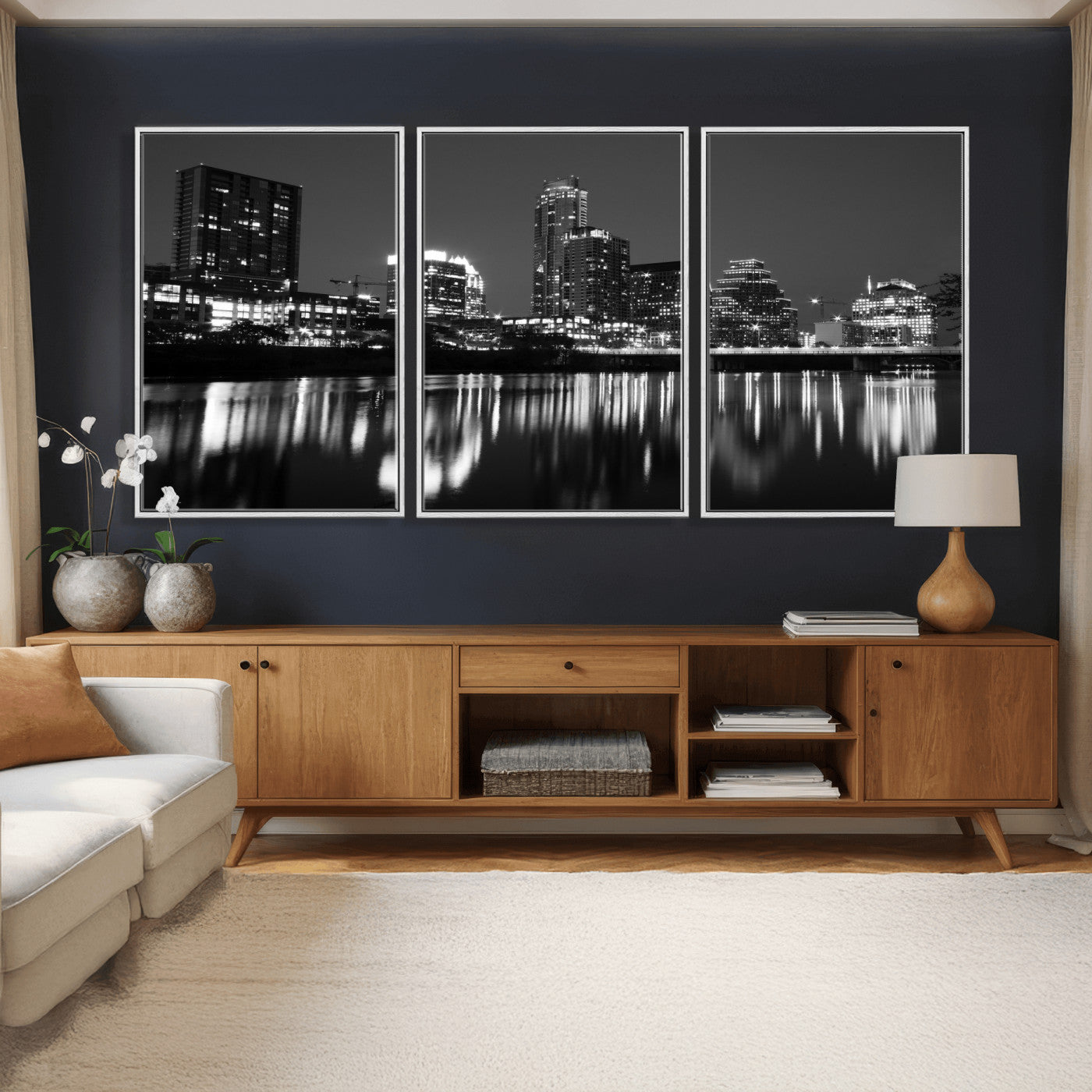 38129554-MGV-CV-36X24 - Austin Skyline Wall Art Canvas Print, Austin Downtown Night Cityscape Print for Modern Urban Wall Decor