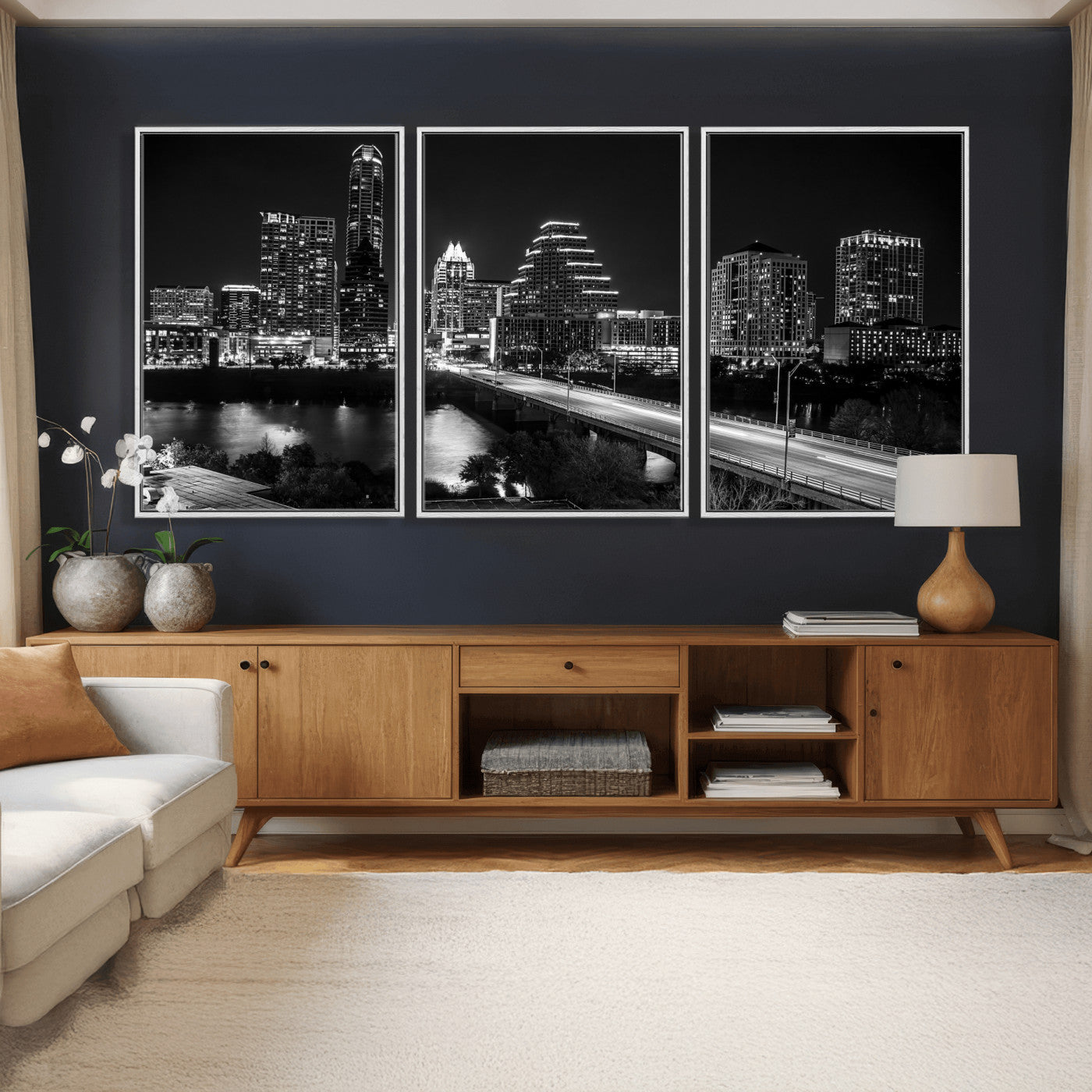 37531750-MGV-CV-36X24 - Austin Skyline Wall Art Canvas Print, Austin Downtown Night Cityscape Print for Modern Urban Wall Decor