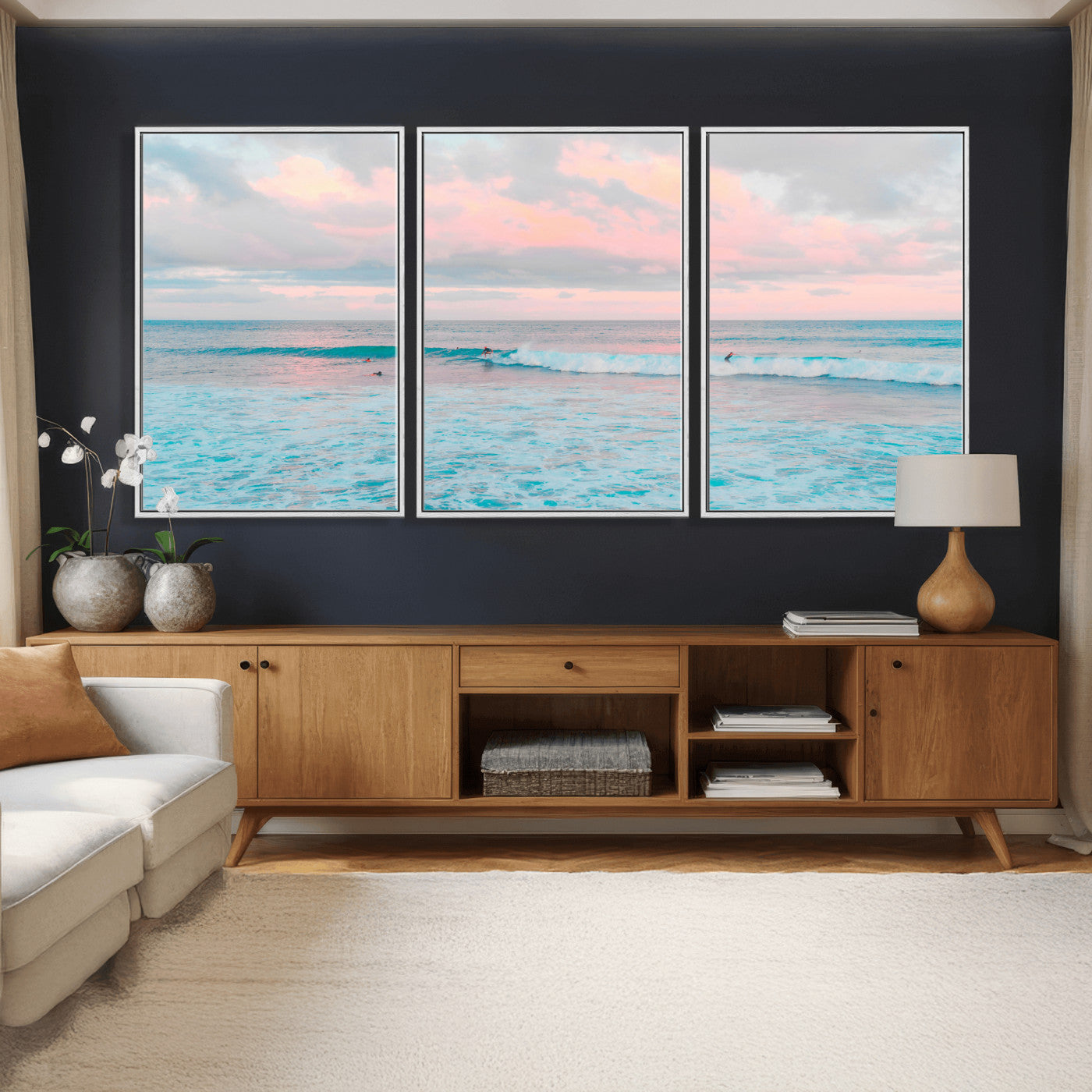 73216461-MGV-CV-36X24 - Ocean Wave Wall Art Canvas Print, Pastel Surf Seascape Photography, Coastal Beach Wall Decor