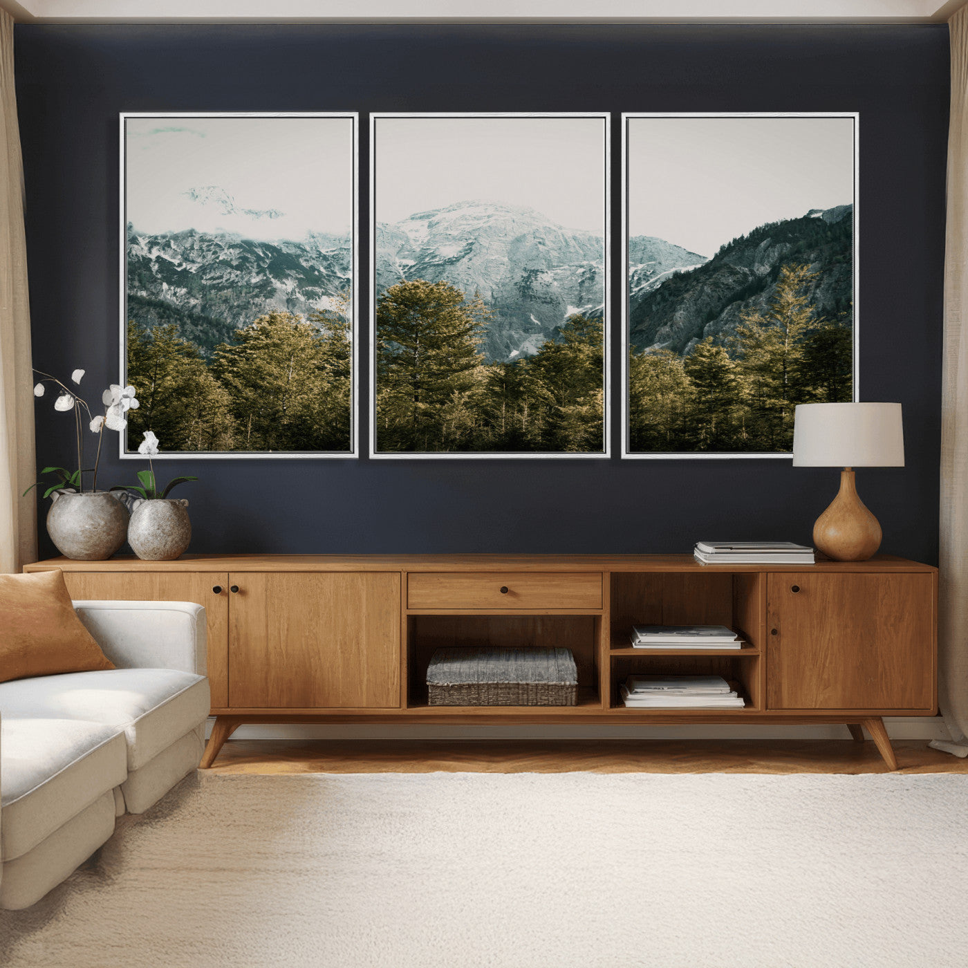 48479662-MGV-CV-36X24 - Mountain Forest Wall Art Canvas Print, Alpine Landscape Nature Photography, Moody Wilderness Wall Decor