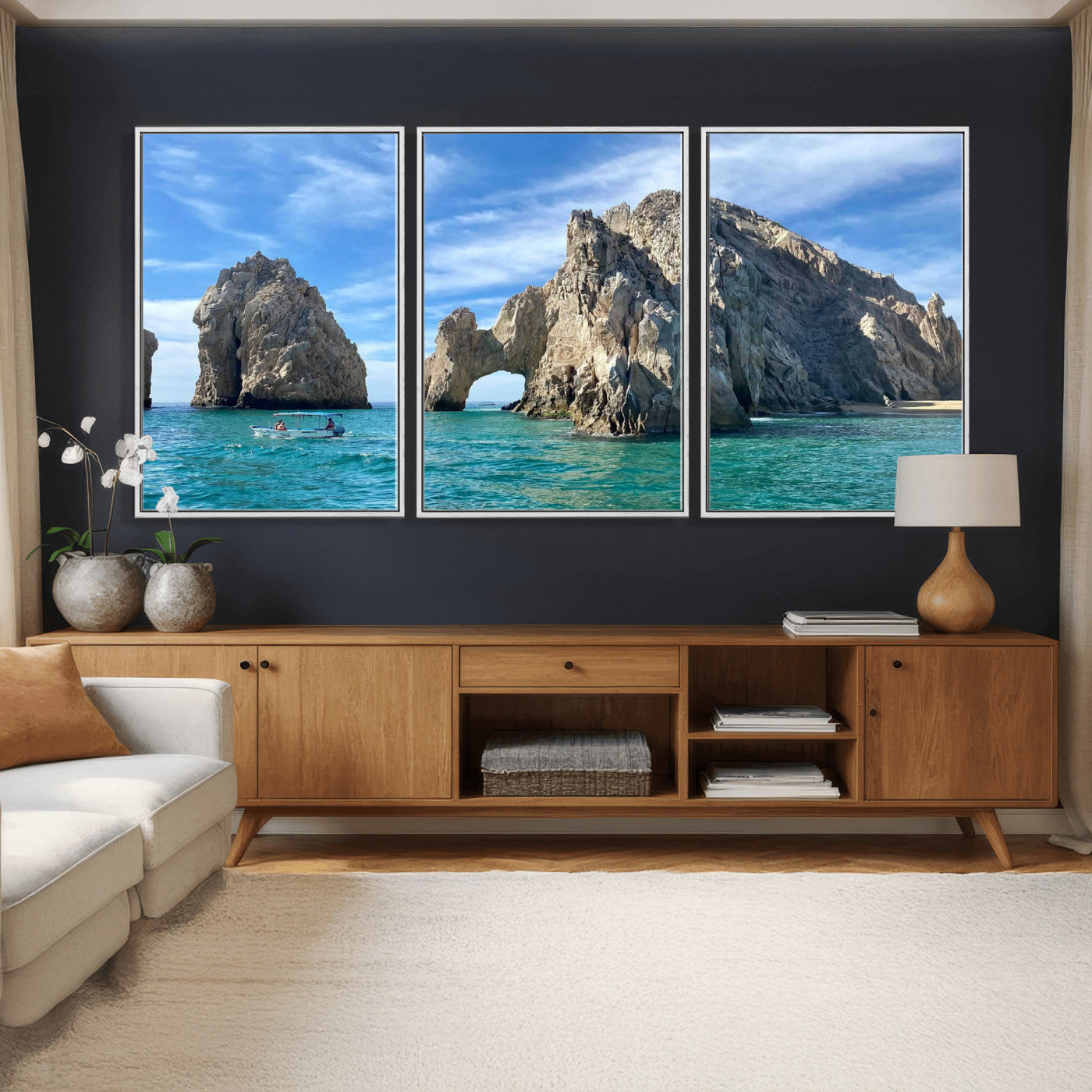 20946478-MGV-CV-36X24 - El Arco Cabo San Lucas Ocean Arch Wall Art Canvas Print, Baja California Rock Arch Seascape Canvas Print, Mexico Coastal Landmark Scenic Art Printing