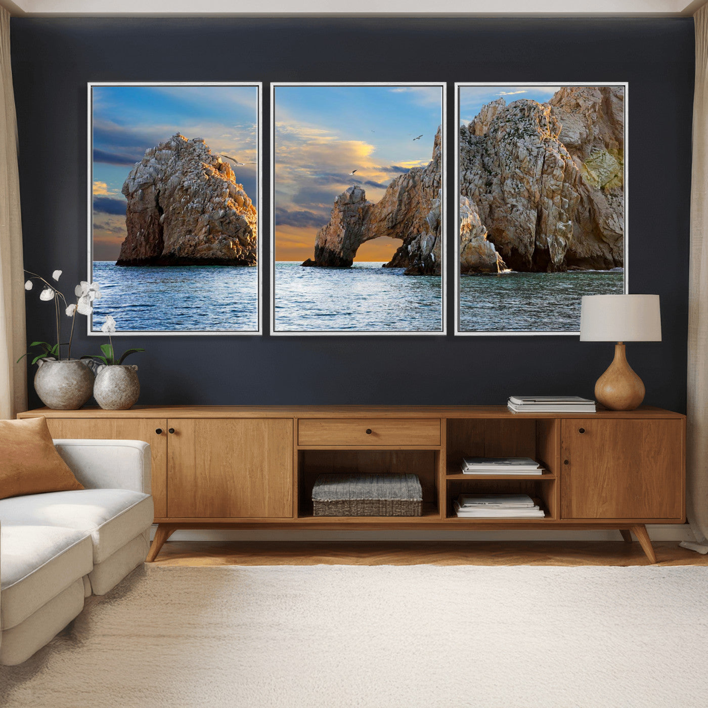 63505689-MGV-CV-36X24 - El Arco Cabo San Lucas Ocean Arch Wall Art Canvas Print, Baja California Rock Arch Seascape Canvas Print, Mexico Coastal Landmark Scenic Art Printing