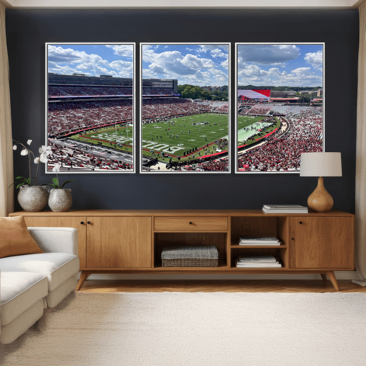 10665453-MGV-CV-36X24 - Georgia Bulldogs Stadium Wall Art Canvas Print, Sanford Stadium Football Field Panorama, College Football Game Day Wall Decor