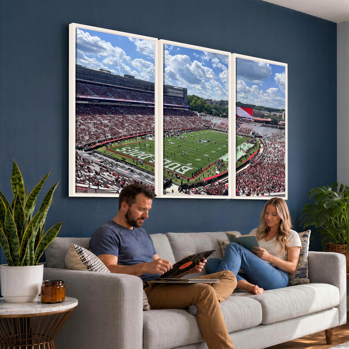 10665453-MGV-CV-36X24 - Georgia Bulldogs Stadium Wall Art Canvas Print, Sanford, Framed and Ready to Hang