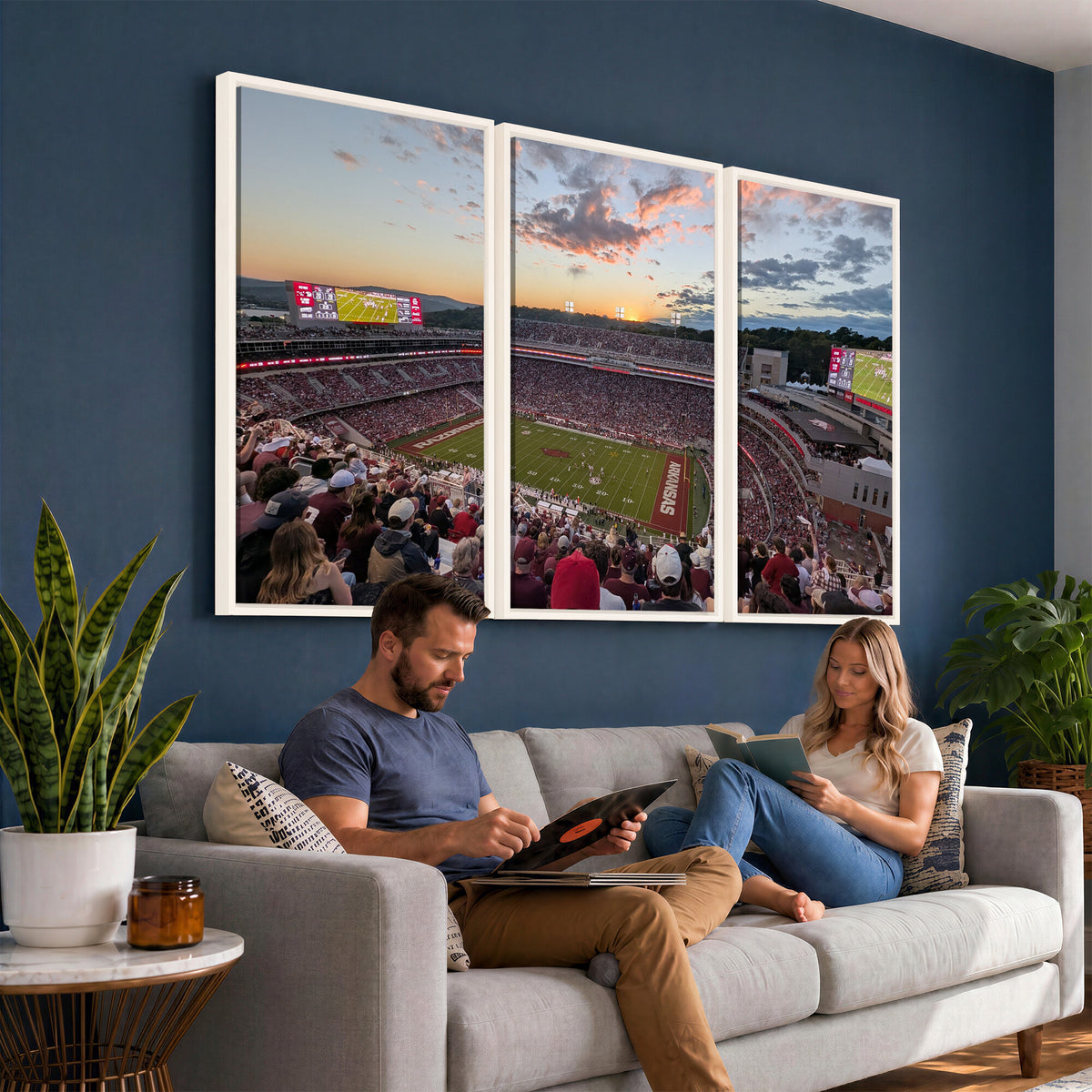 71837429-MGV-CV-36X24 - Donald W. Reynolds Razorback Stadium Wall Art Canvas Print – Arkansas Razorbacks Football Artwork for Home, Office, and Sports Room Decor