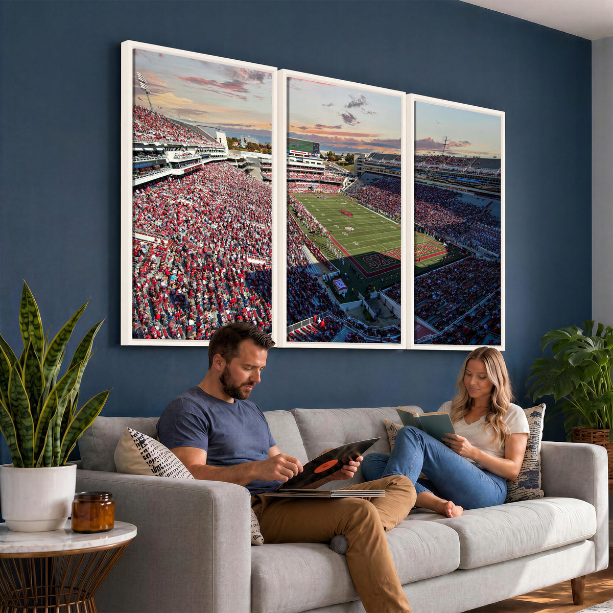 46571211-MGV-CV-36X24 - Donald W. Reynolds Razorback Stadium Wall Art Canvas Print – Arkansas Razorbacks Football Artwork for Home, Office, and Sports Room Decor