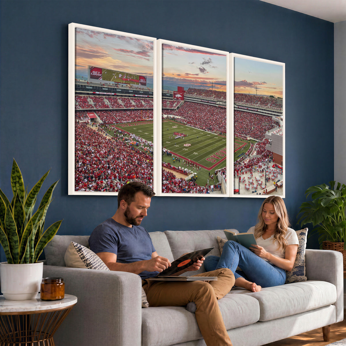 82233065-MGV-CV-36X24 - Donald W. Reynolds Razorback Stadium Wall Art Canvas Print – Arkansas Razorbacks Football Artwork for Home, Office, and Sports Room Decor