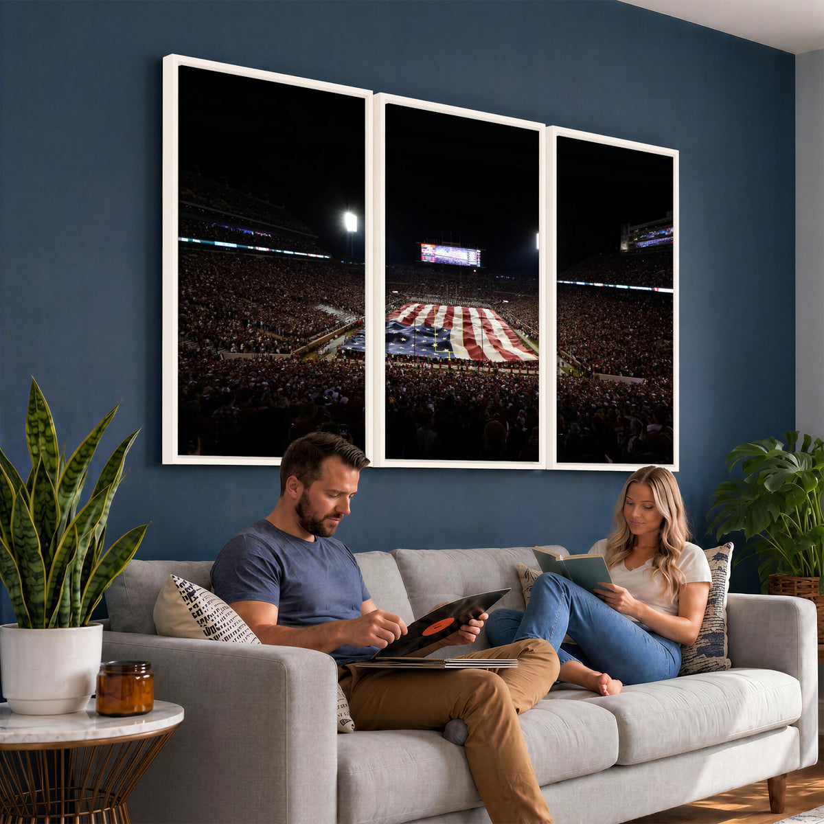 98418189-MGV-CV-36X24 - Oklahoma Memorial Stadium Wall Art Canvas Print – Oklahoma Sooners Football Artwork for Home, Office, and Sports Room Decor