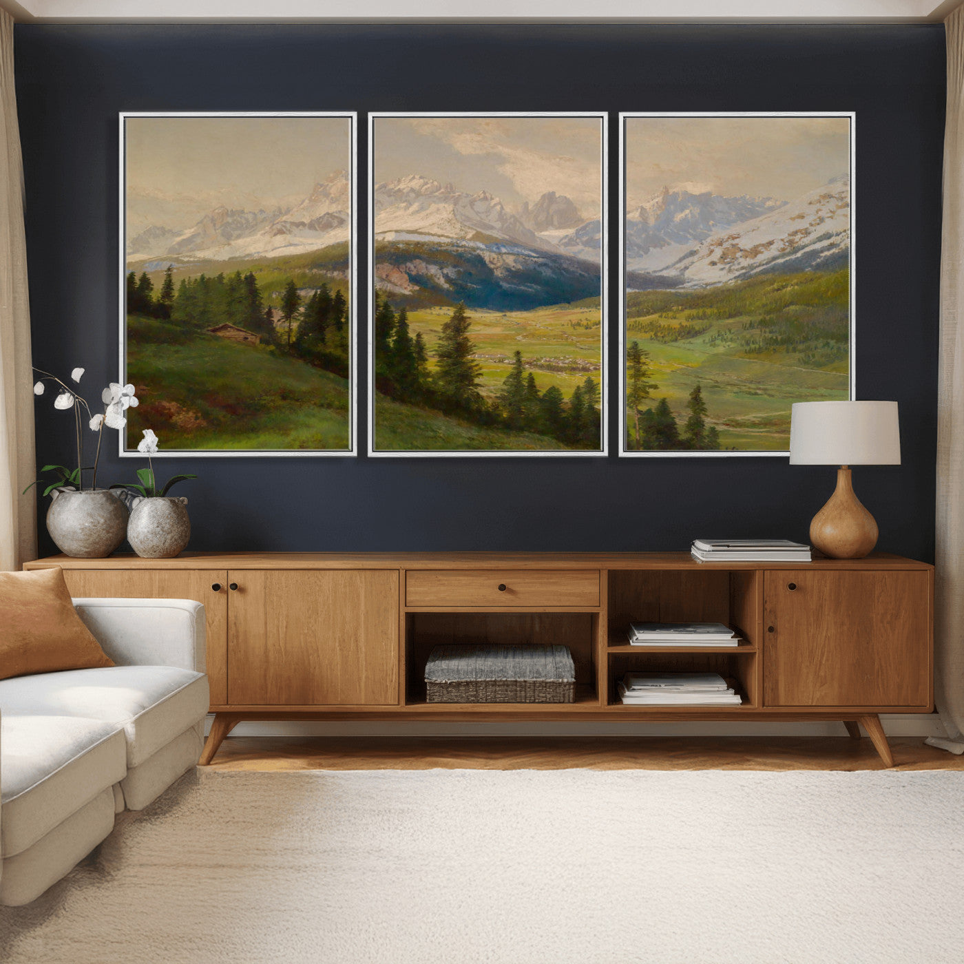 60864994-MGV-CV-36X24 - Konrad Petrides View From Mount Helm Wall Art Canvas Print - Watercolor Sexten and the Sextener Sonnenuhr Art Canvas Print