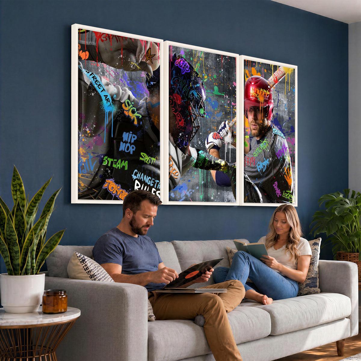 19634994-MGV-CV-36X24 - Graffiti Baseball Player Street Art Wall Art Canvas Print