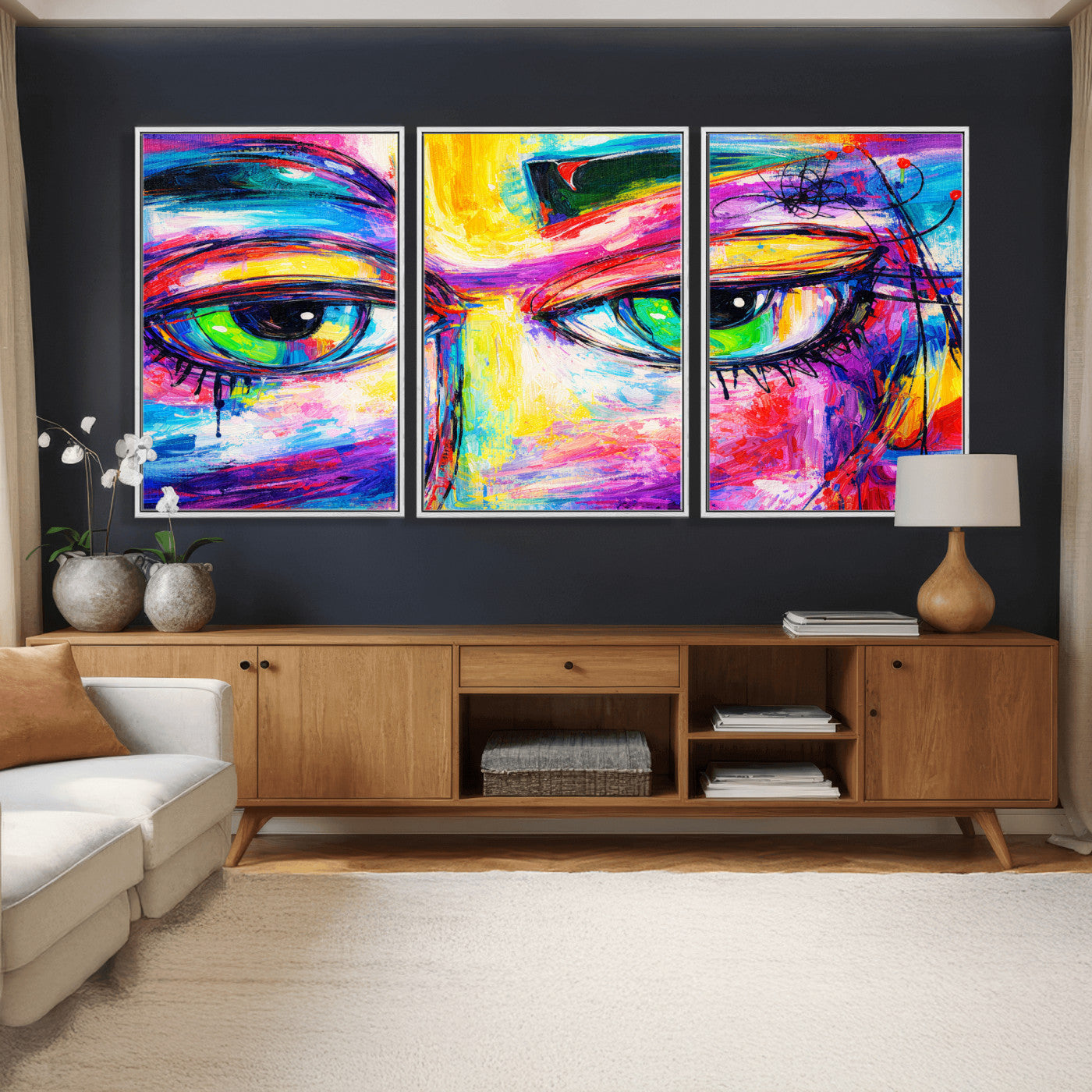 99390655-MGV-CV-36X24 - Colorful Abstract Face Wall Art Canvas Print – Modern Pop Art Portrait Artwork for Contemporary Living Room Decor