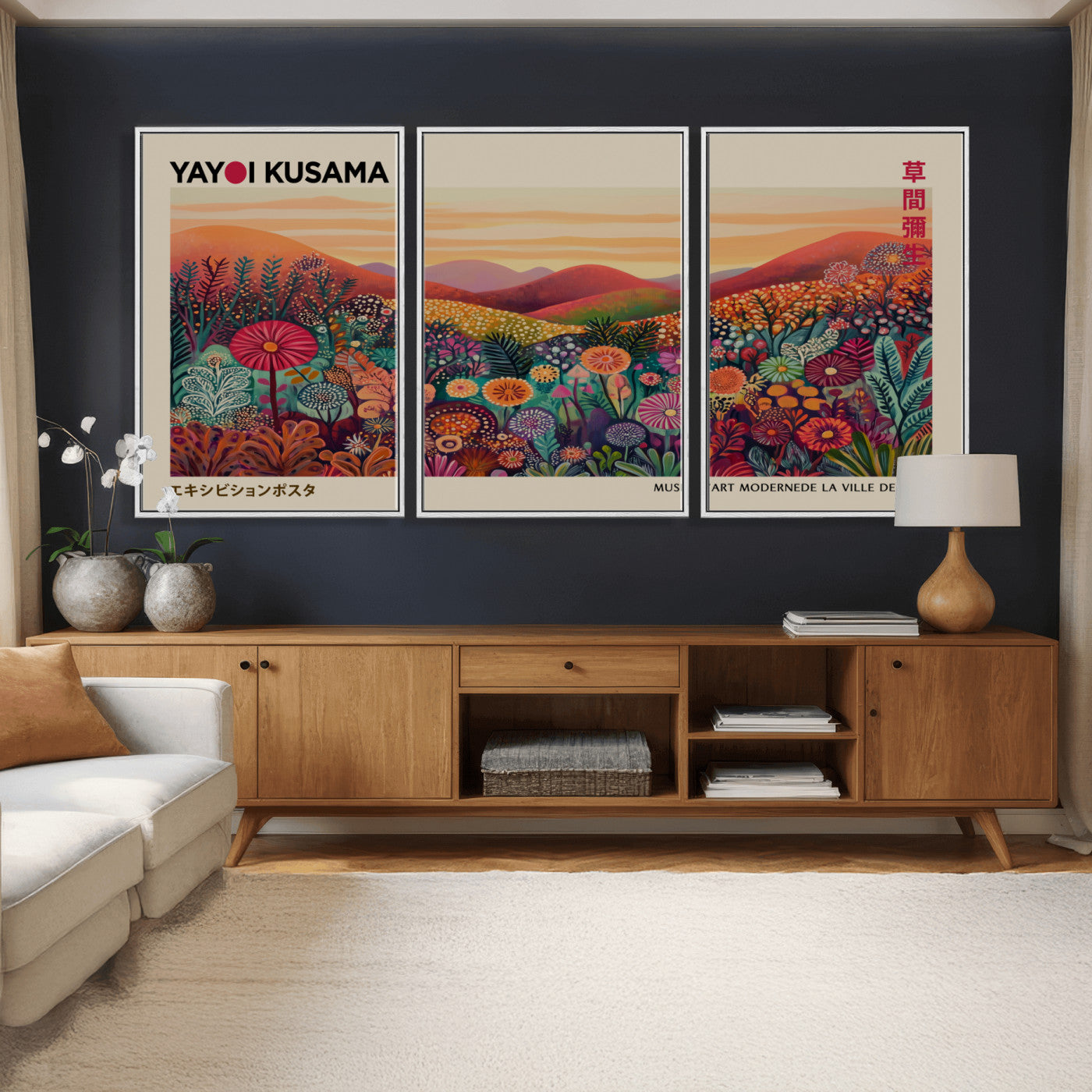 536X9-MGV-CV-36X24 - Yayoi Kusama Colorful Landscape Wall Art Canvas Print – Japanese Contemporary Exhibition Poster Artwork Print