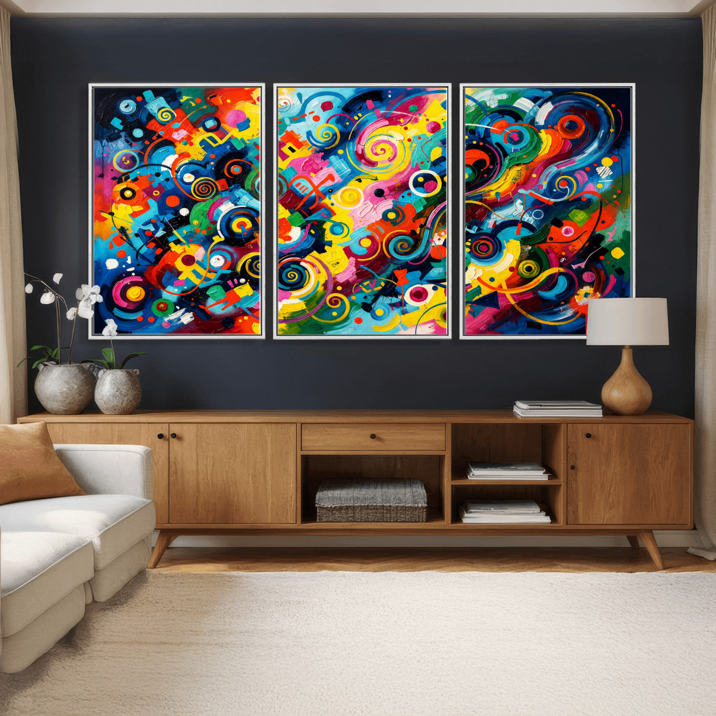 4712069R1-MGV-CV-36X24 - Geometric Abstract Wall Art Canvas Print, Bold Color Abstract Expressionist Painting Print, Modern Geometric Abstract Canvas Art