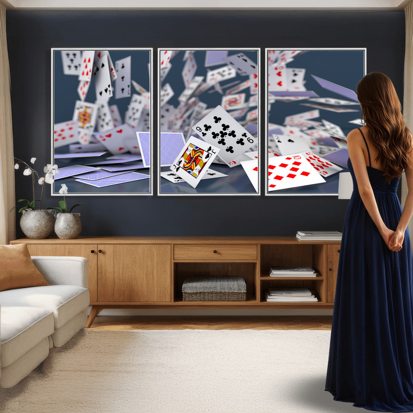 66392185-MGV-CV-36X24 - Playing Cards Canvas Wall Art | Casino Game Room Decor, Poker Decor Art