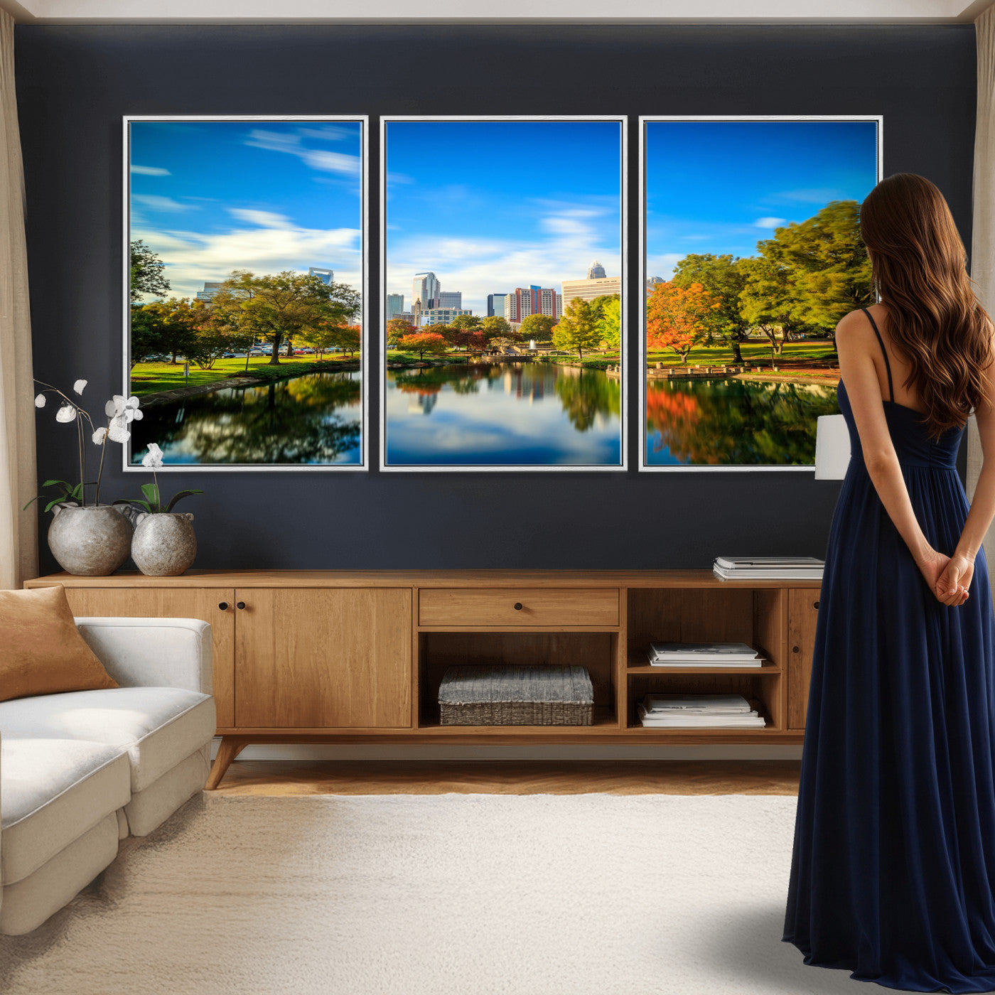 83254720-MGV-CV-36X24 - Charlotte Skyline Canvas Wall Art Print – North Carolina Cityscape Photography Print