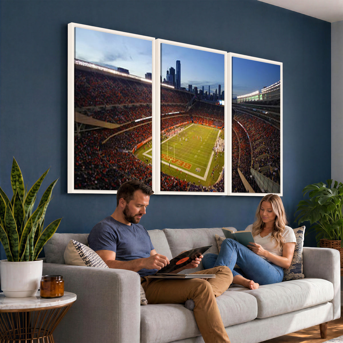 50691720-MGV-CV-36X24 - Chicago Bears Soldier Field Canvas Wall Art, NFL Stadium Panorama Print, Football Arena Photography for Sports Fans