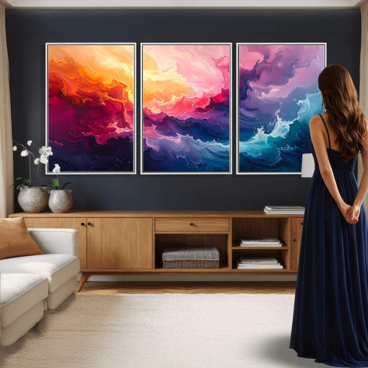16157633-MGV-CV-36X24 - Large Colorful Abstract Canvas Wall Art Print, Vibrant Popup Color Art Print