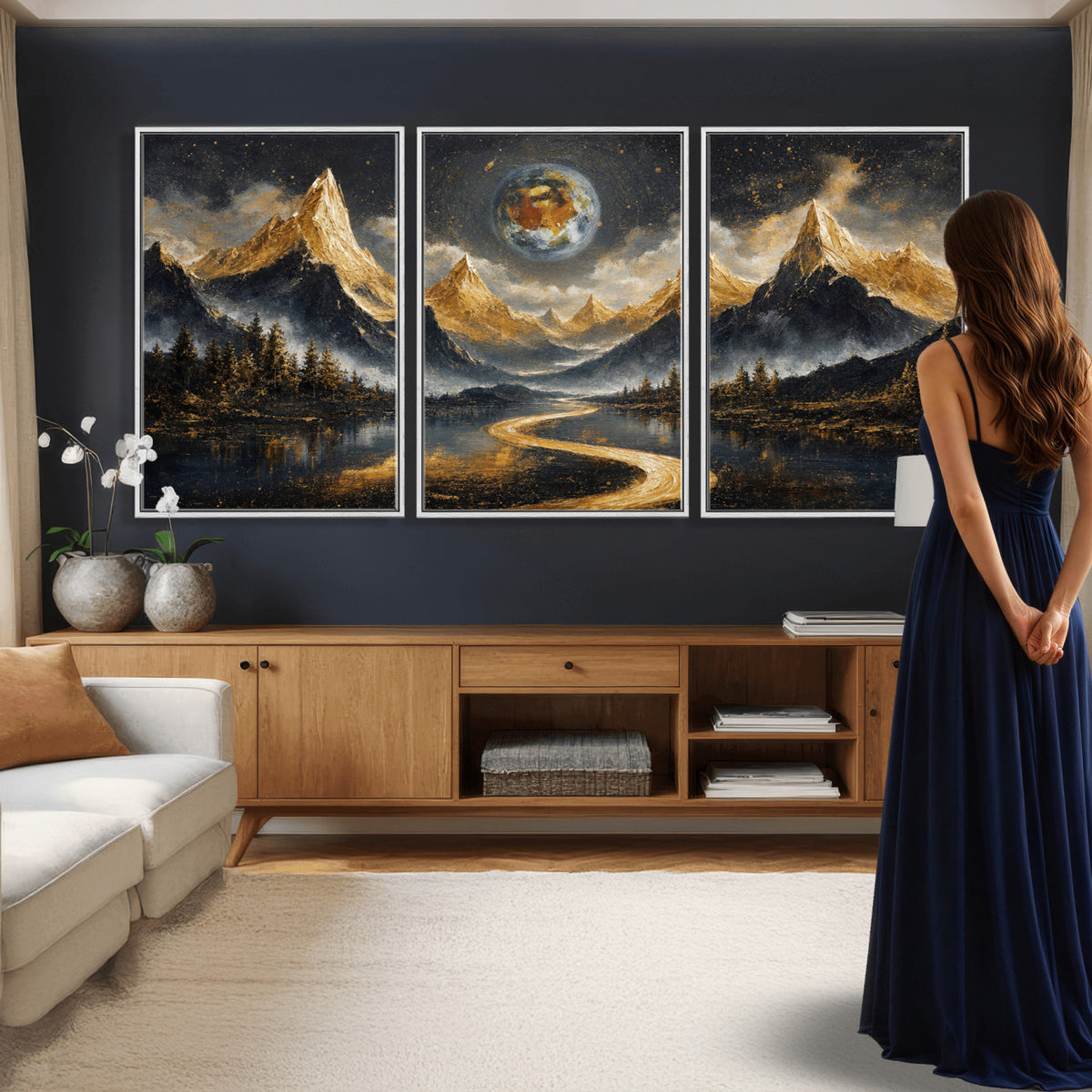 34202127-MGV-CV-36X24 - Abstract Mountain Wall Art Canvas Print Modern Landscape Painting Print