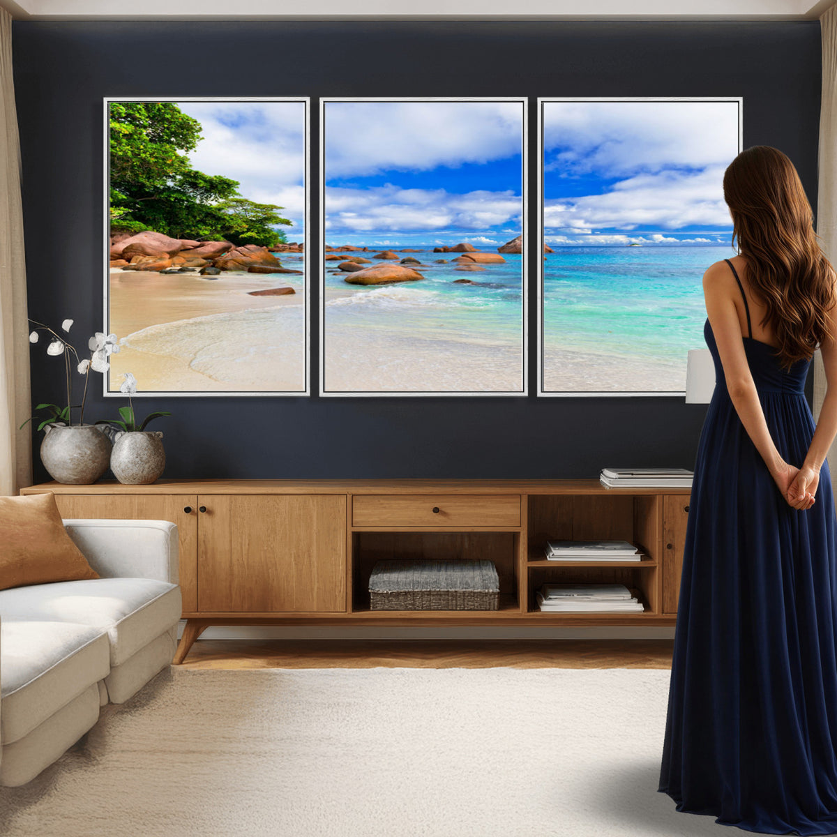 81980382-MGV-CV-36X24 - Seychelles Beach Canvas Wall Art - Anse Intendance Turquoise Ocean Print