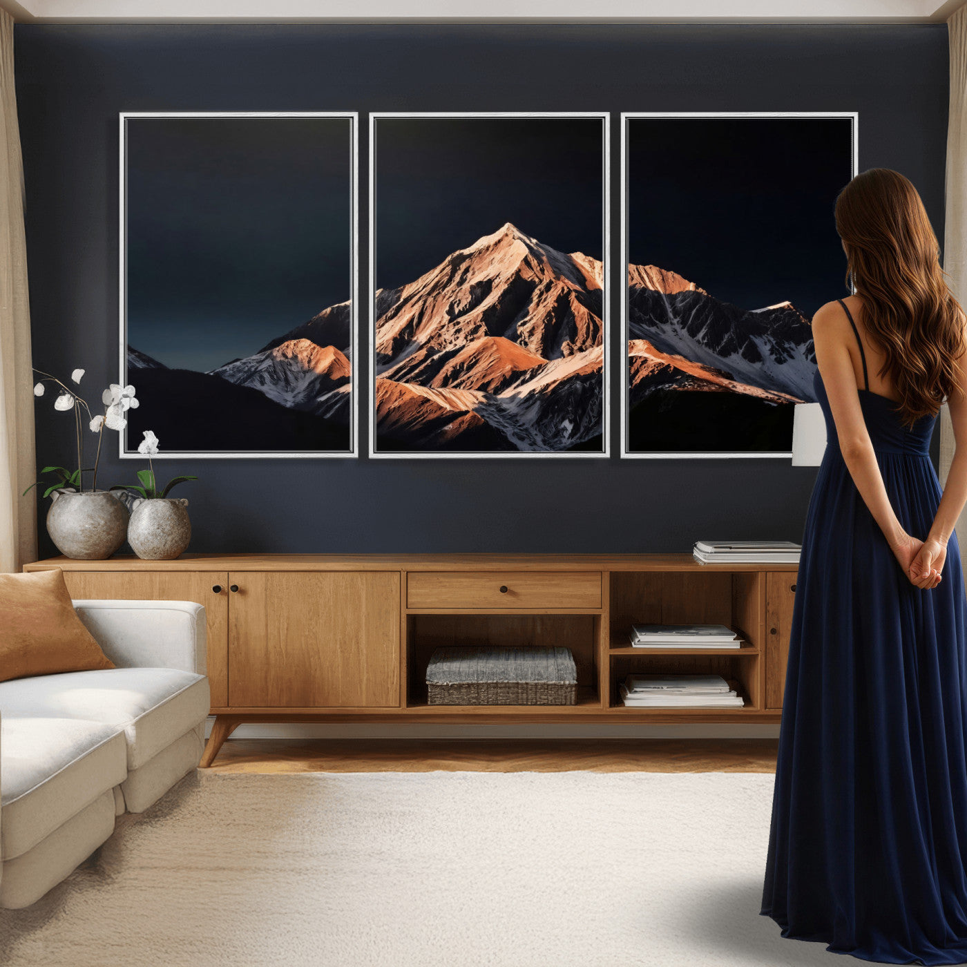 10196184-MGV-CV-36X24 - Snow Mountain Wall Art Canvas Print for Living Room Decor