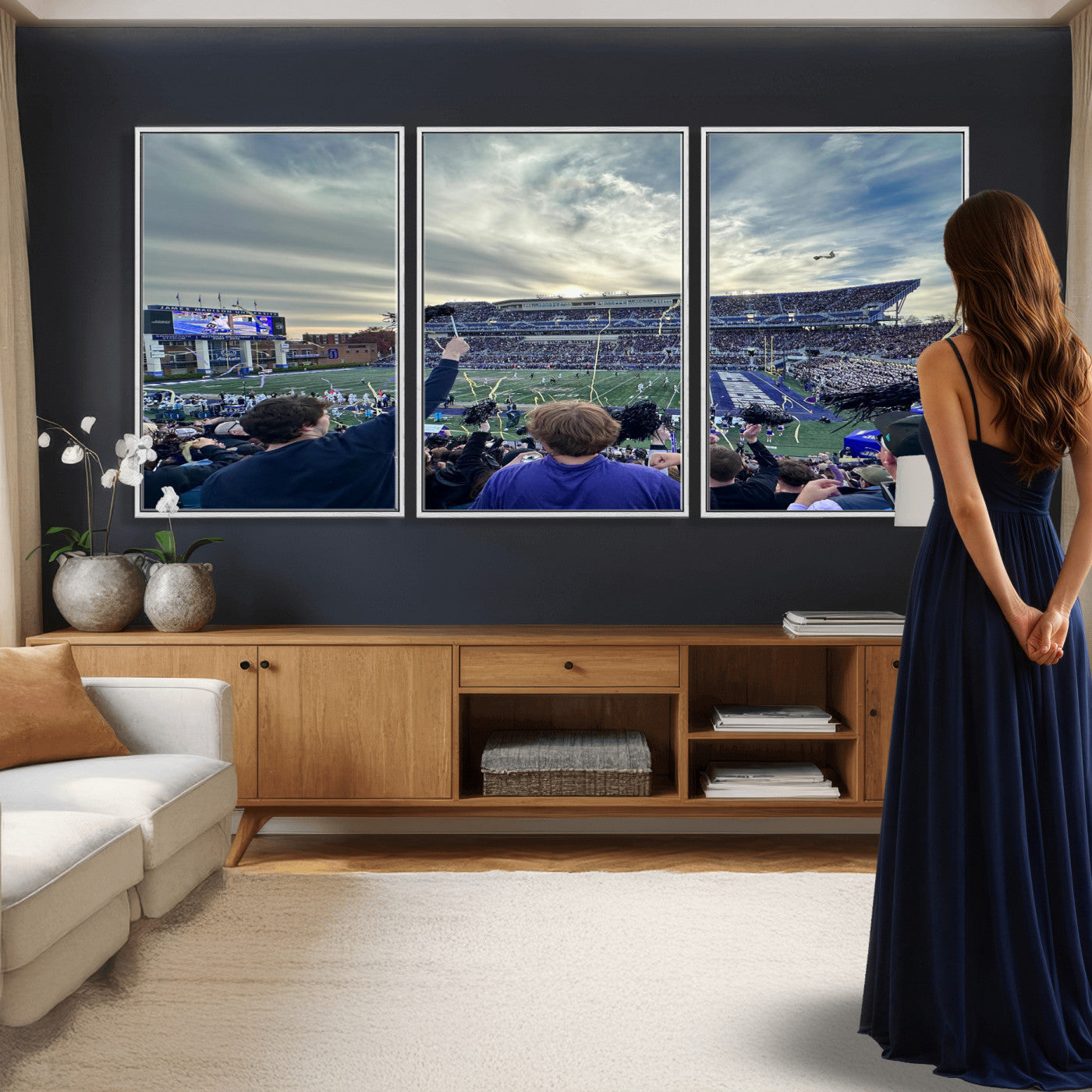 400867JMU-MGV-CV-36X24 - JMU Stadium Wall Art Canvas Print for Game Room Decor - James Madison University Stadium